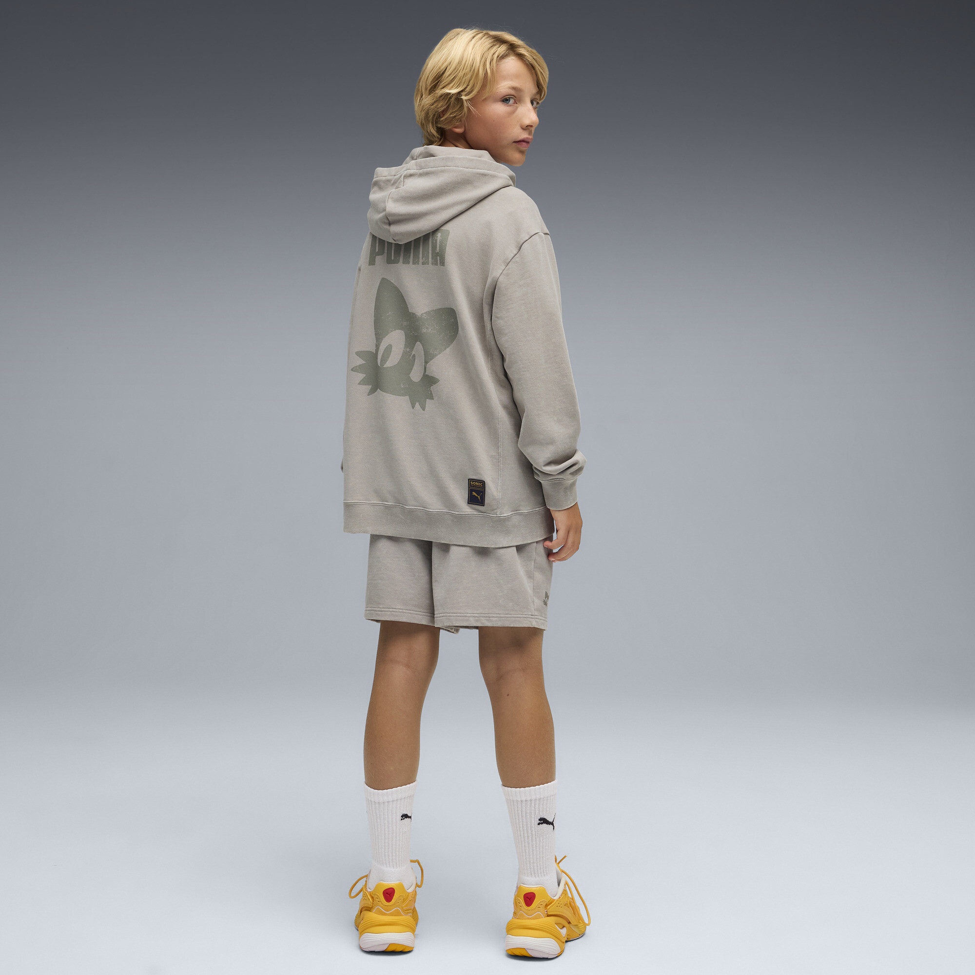 PUMA x SONIC THE HEDGEHOG hoodie met grafische print voor Heren, Grijs, Maat 7-8Y thumbnail 2