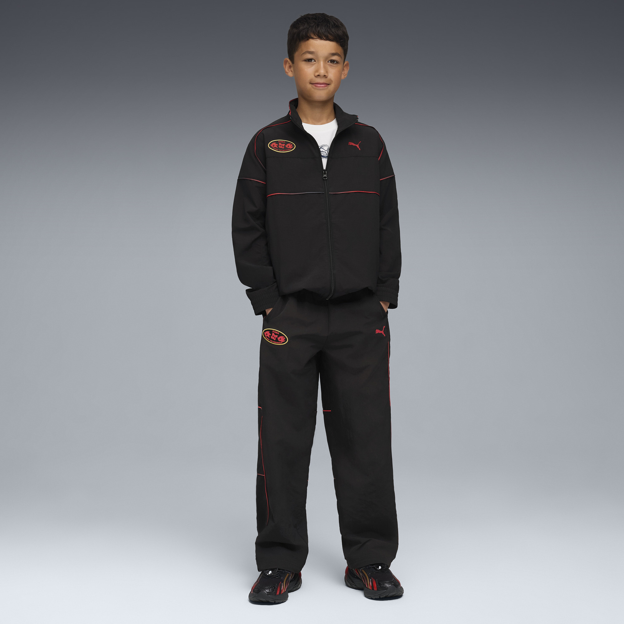 PUMA x SONIC THE HEDGEHOG trainingsjack voor Heren, Zwart, Maat 11-12Y thumbnail 4