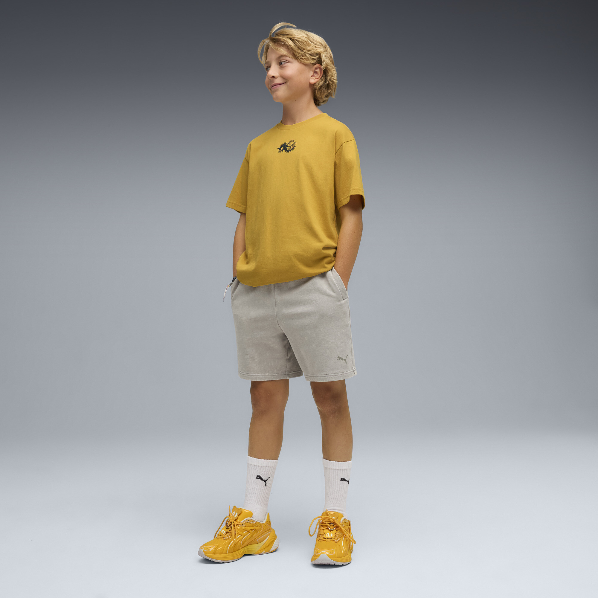 PUMA x SONIC THE HEDGEHOG relaxte korte broek voor Heren, Grijs, Maat 13-14Y thumbnail 4