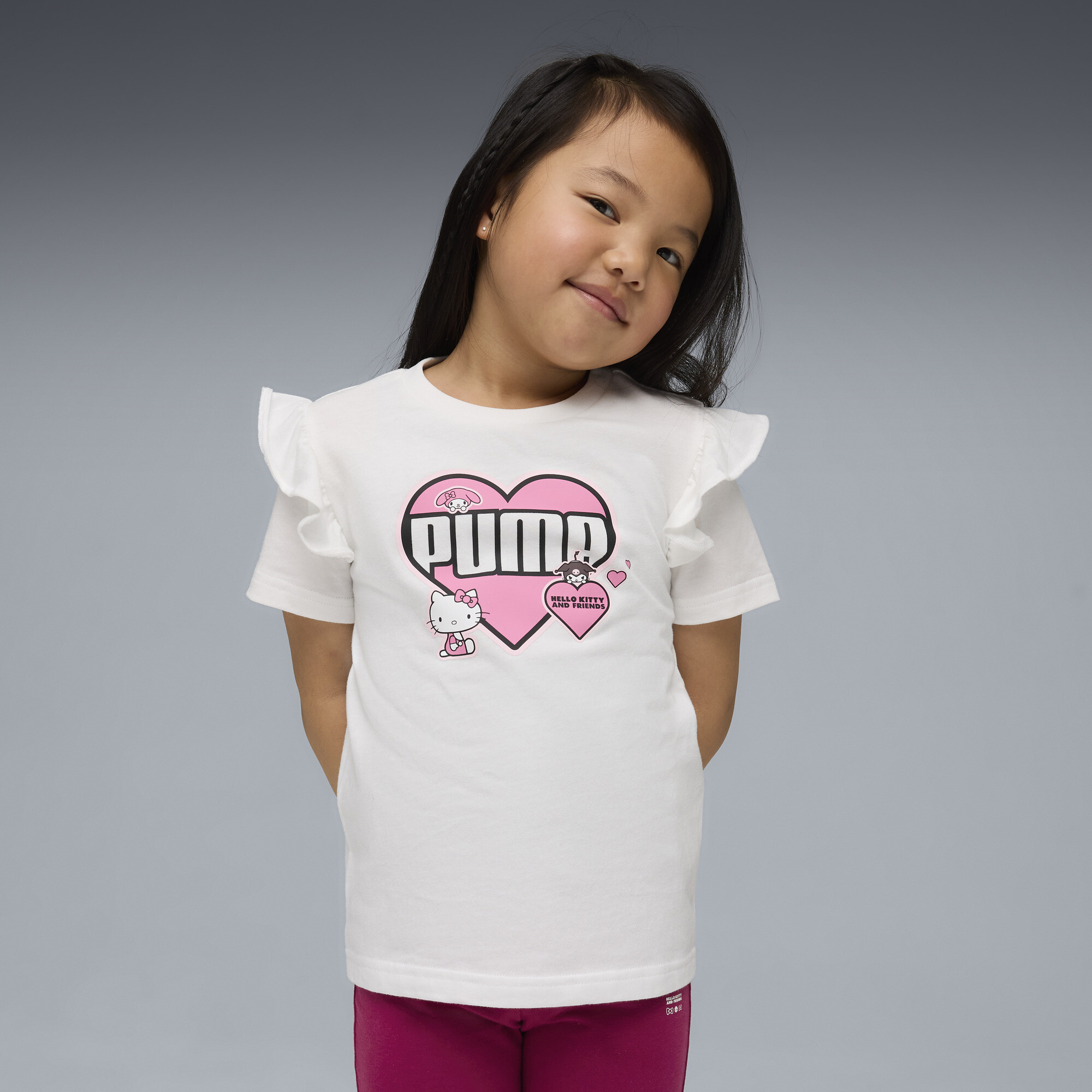 PUMA x HELLO KITTY AND FRIENDS Ruffle T-shirt voor Dames, Wit, Maat 5-6Y thumbnail 7