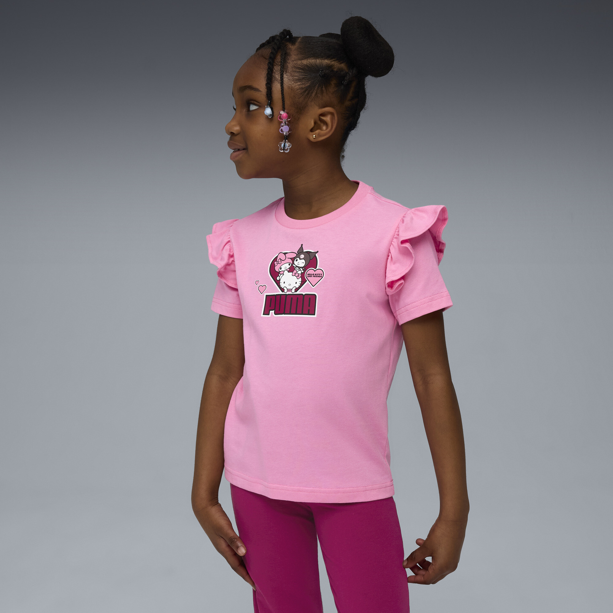PUMA x HELLO KITTY AND FRIENDS Ruffle T-shirt voor Dames, Roze, Maat 2-3Y thumbnail 4
