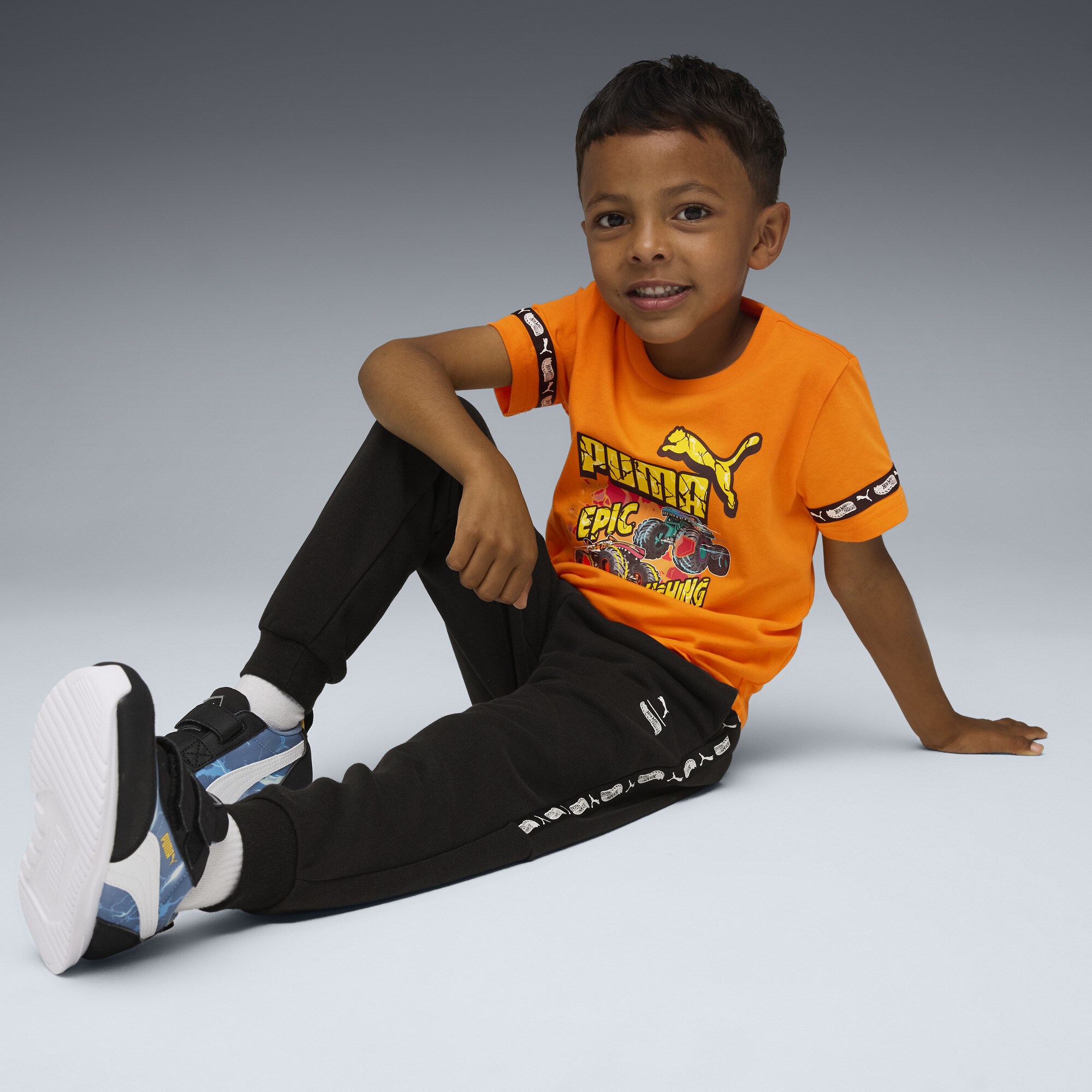 PUMA x HOT WHEELSâ¢ MONSTER TRUCKS T-shirt voor Heren, Oranje, Maat 5-6Y thumbnail 4