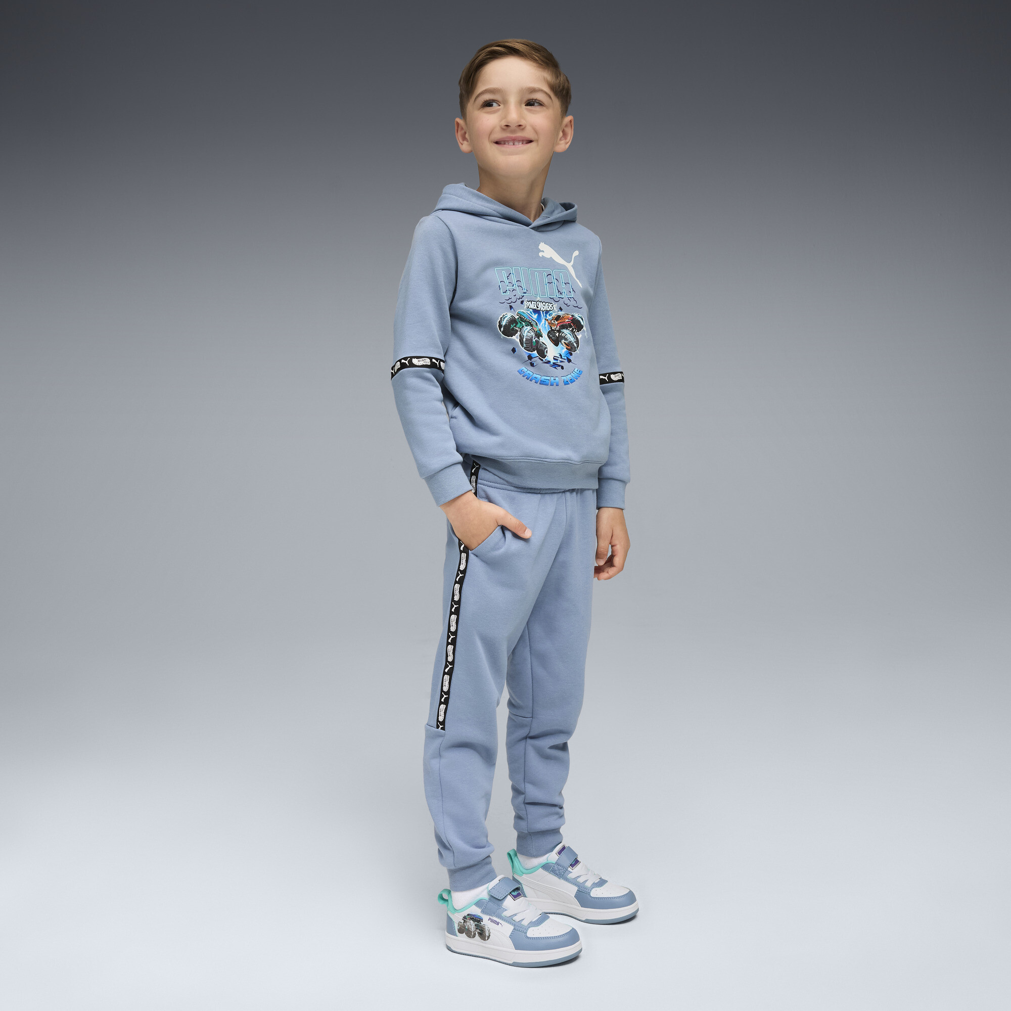 PUMA x HOT WHEELSâ¢ MONSTER TRUCKS sweatpants voor Heren, Blauw, Maat 3-4Y thumbnail 4