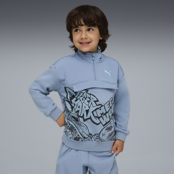 PUMA x HOT WHEELS™ MONSTER TRUCKS Half-Zip Crew Kids, Cool Blue, large-ZAF