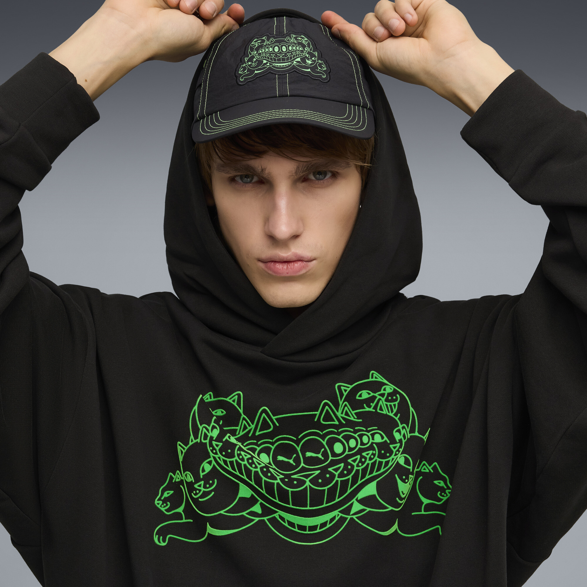PUMA x RIPNDIP Boxy hoodie uniseks voor Heren, Zwart, Maat M thumbnail 7