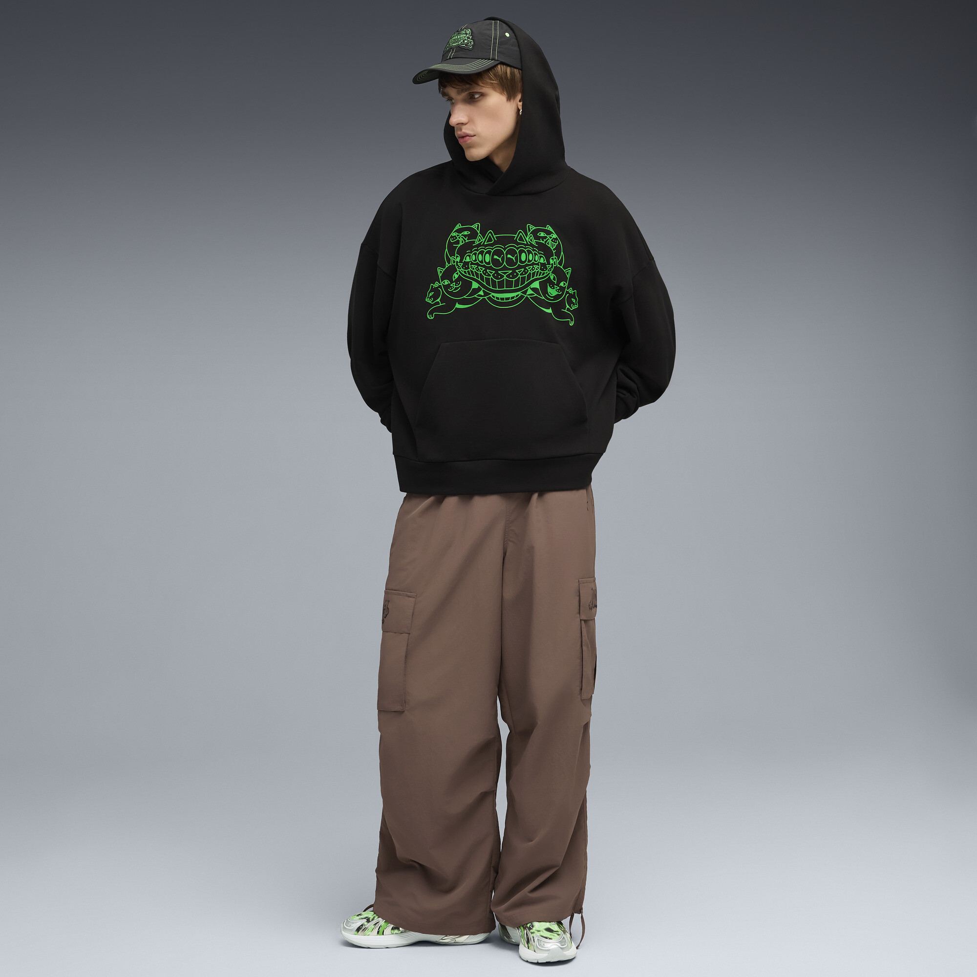 PUMA x RIPNDIP Boxy hoodie uniseks voor Heren, Zwart, Maat M thumbnail 6