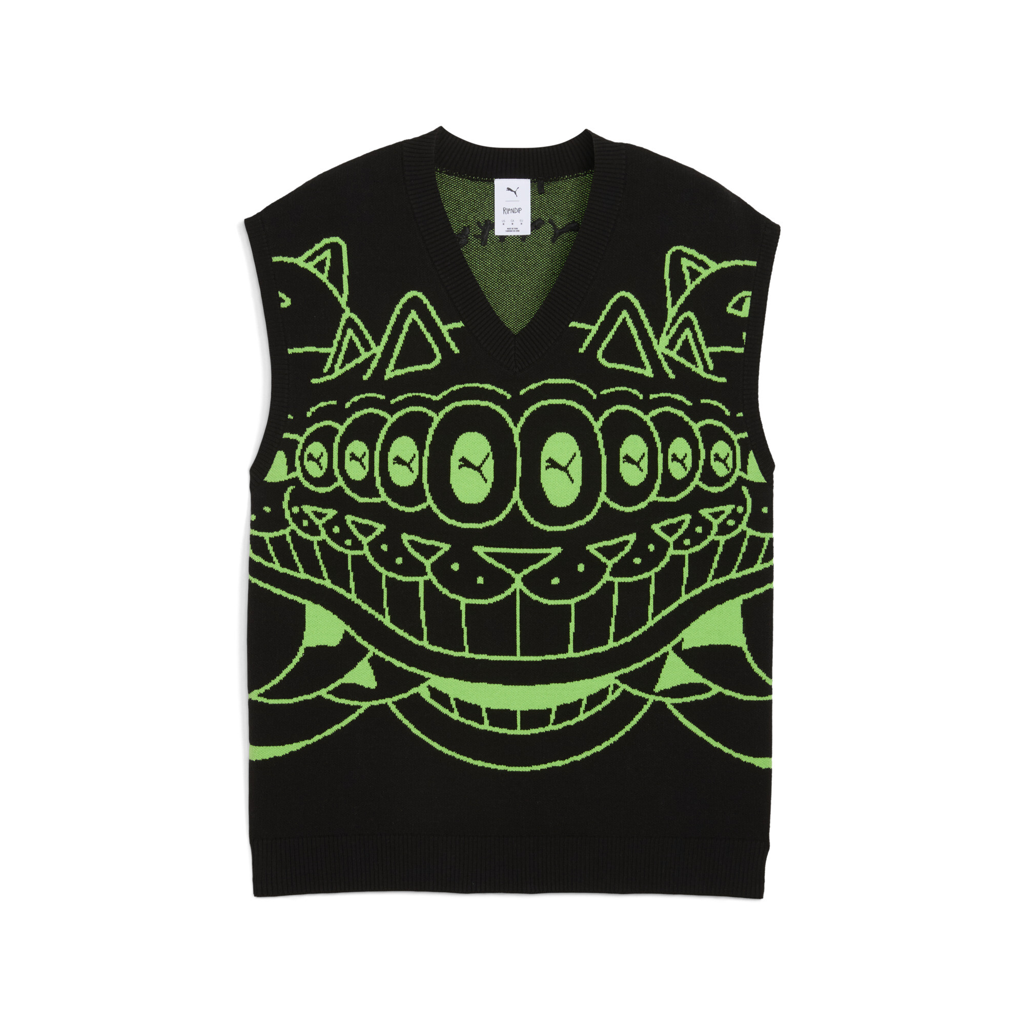 PUMA x RIPNDIP gebreid vest uniseks voor Heren, Zwart, Maat S thumbnail 3