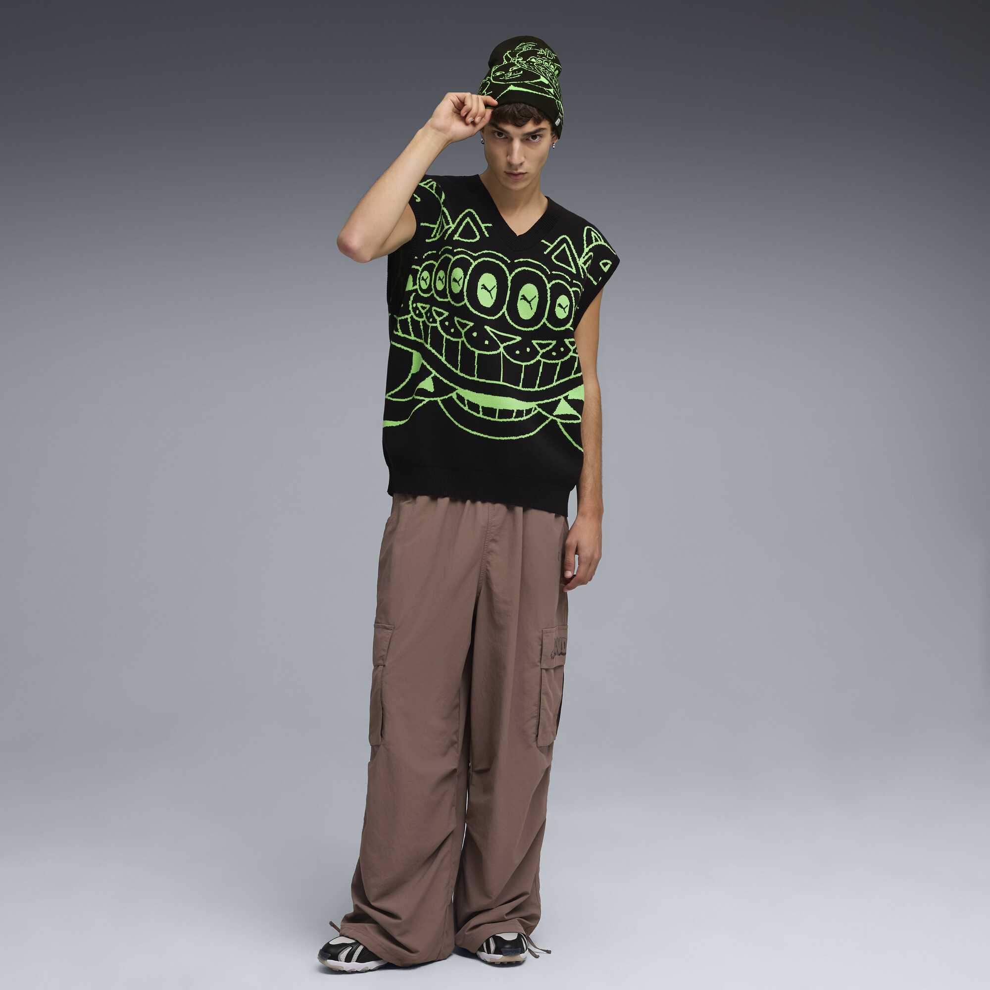 PUMA x RIPNDIP gebreid vest uniseks voor Heren, Zwart, Maat S thumbnail 6