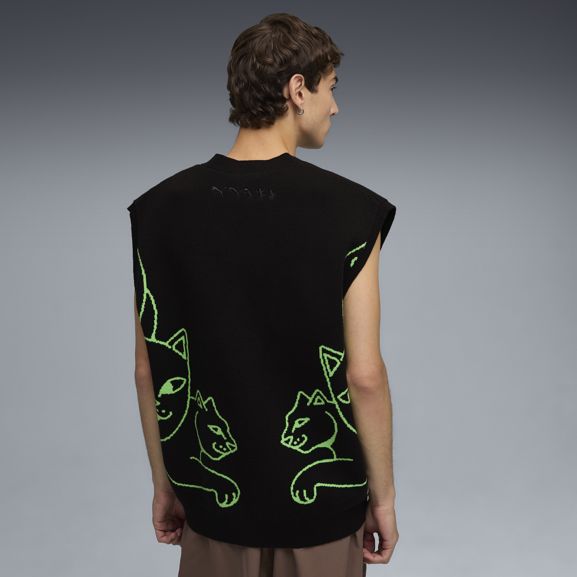 PUMA x RIPNDIP gebreid vest uniseks voor Heren, Zwart, Maat S thumbnail 5