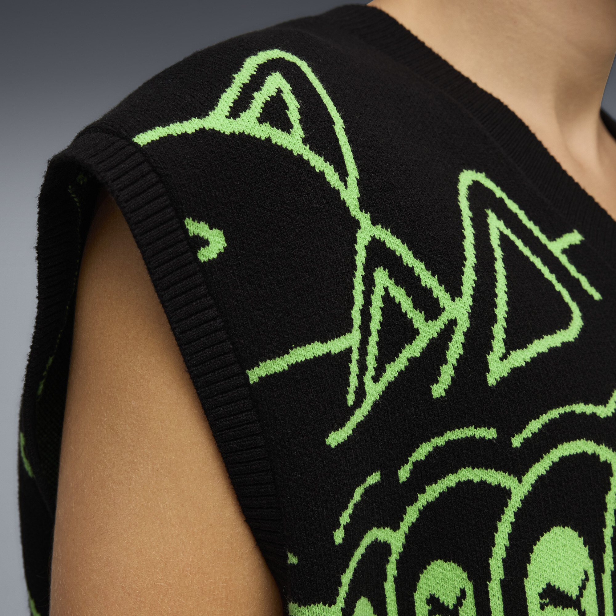 PUMA x RIPNDIP gebreid vest uniseks voor Heren, Zwart, Maat S thumbnail 4