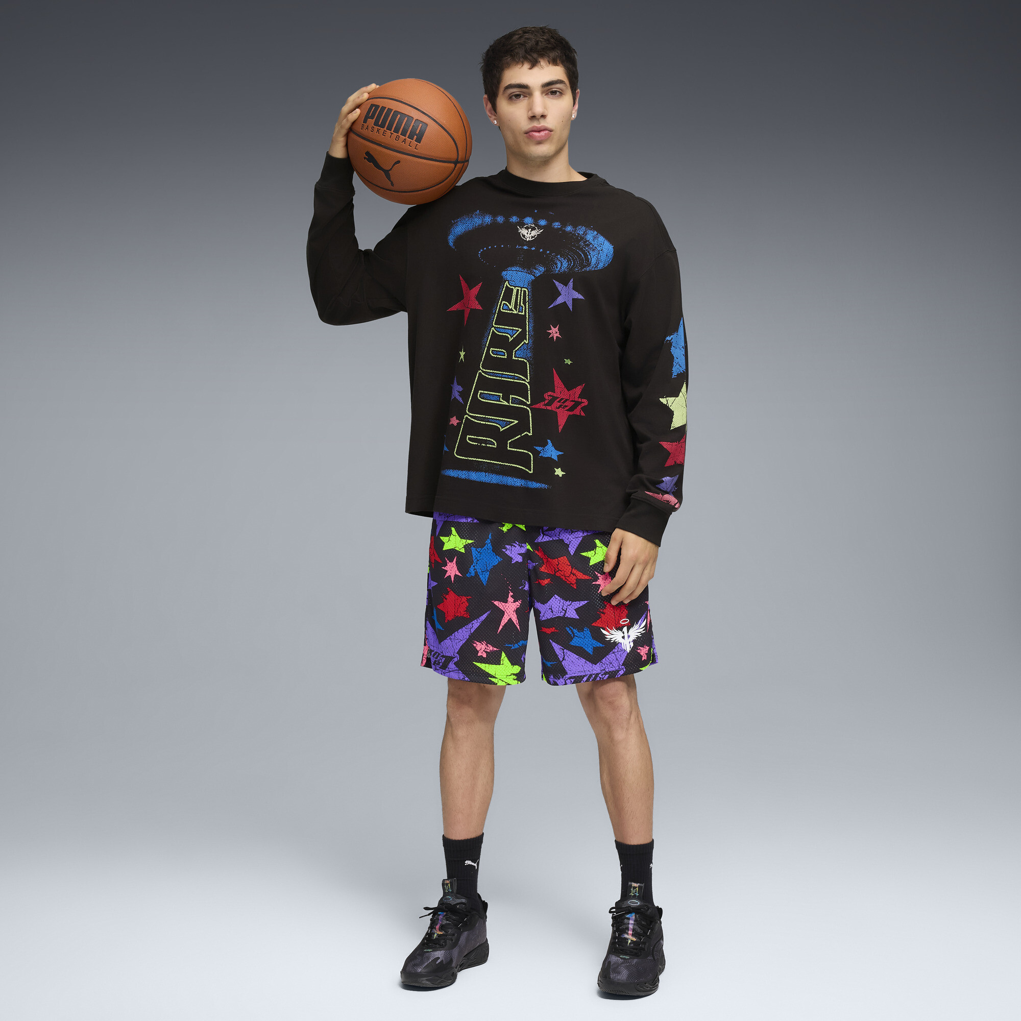 PUMA LaMelo Star Vision short voor Heren, Zwart, Maat M thumbnail 4