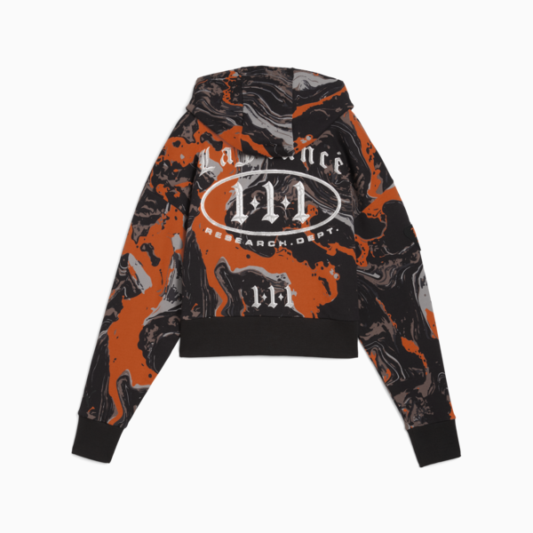 LAFRANCÉ HEEM Crop Zip Hoodie Women, Orange Glo-AOP, large-ZAF