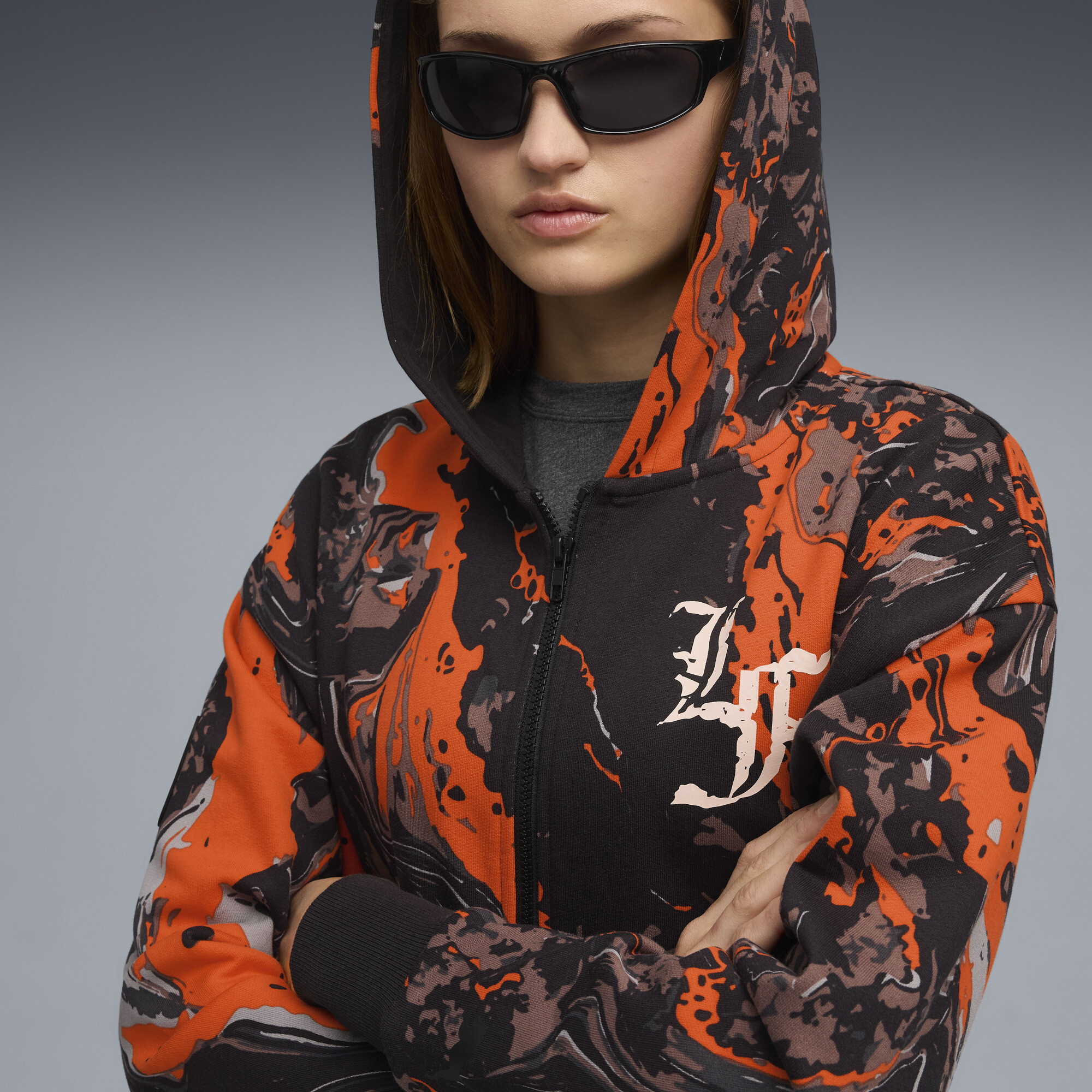 PUMA LAFRANCÃ HEEM korte hoodie met rits voor Dames, Oranje, Maat S thumbnail 7