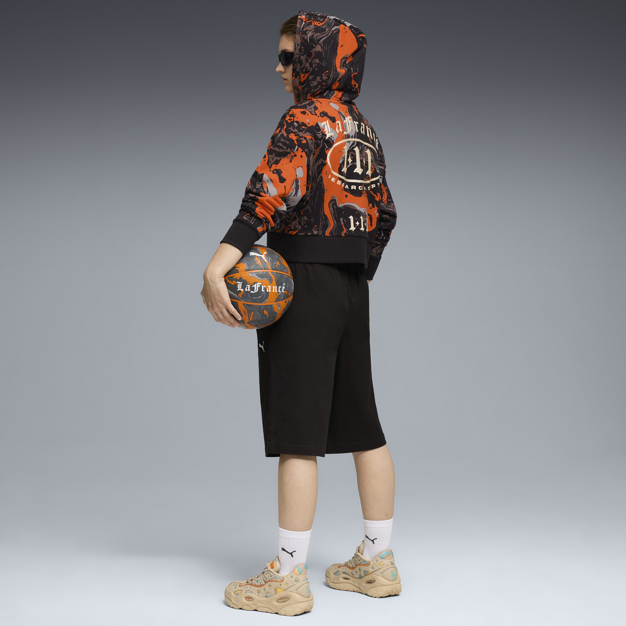 PUMA LAFRANCÃ HEEM korte hoodie met rits voor Dames, Oranje, Maat S thumbnail 6