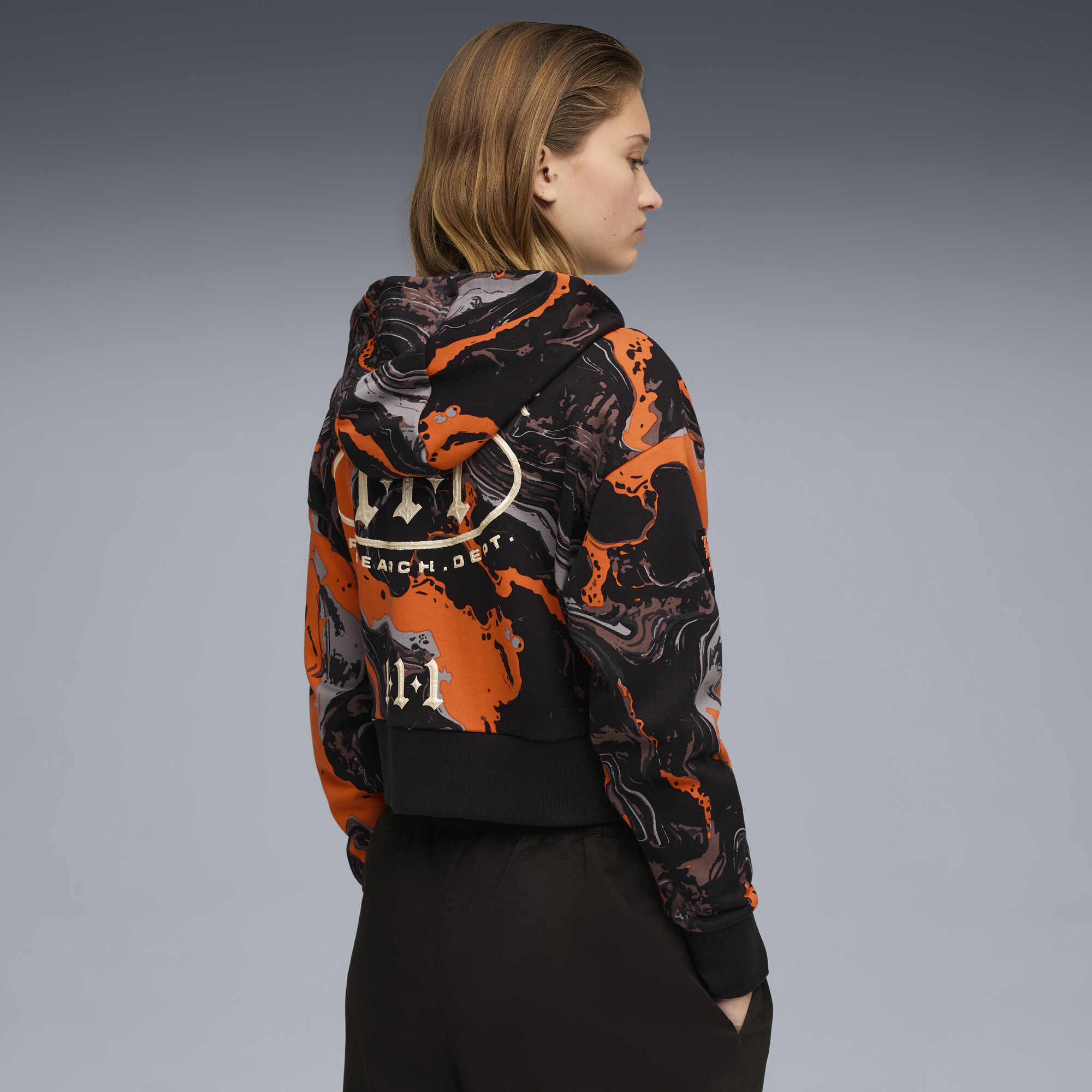 PUMA LAFRANCÃ HEEM korte hoodie met rits voor Dames, Oranje, Maat S thumbnail 5