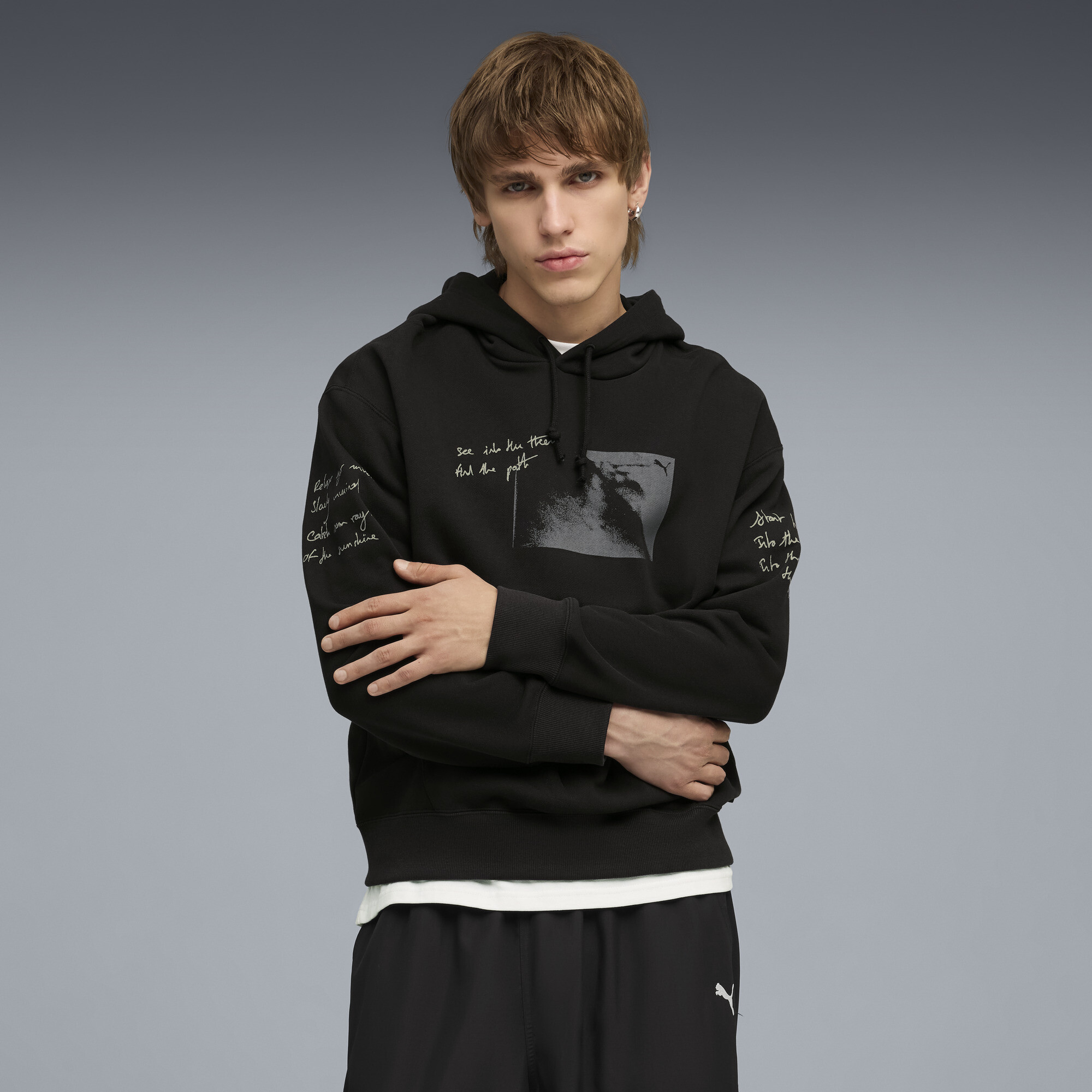 Puma Graphic Hoodie Men In Black