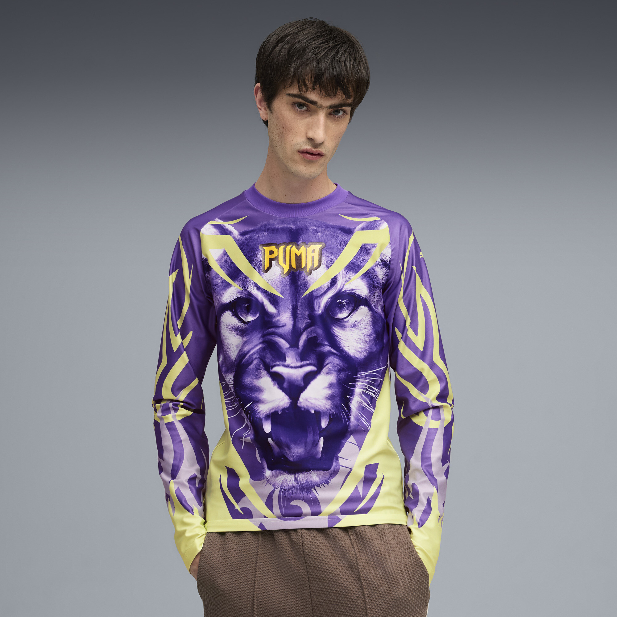 PUMA Men's Long Sleeve Jersey in Purple, Size L