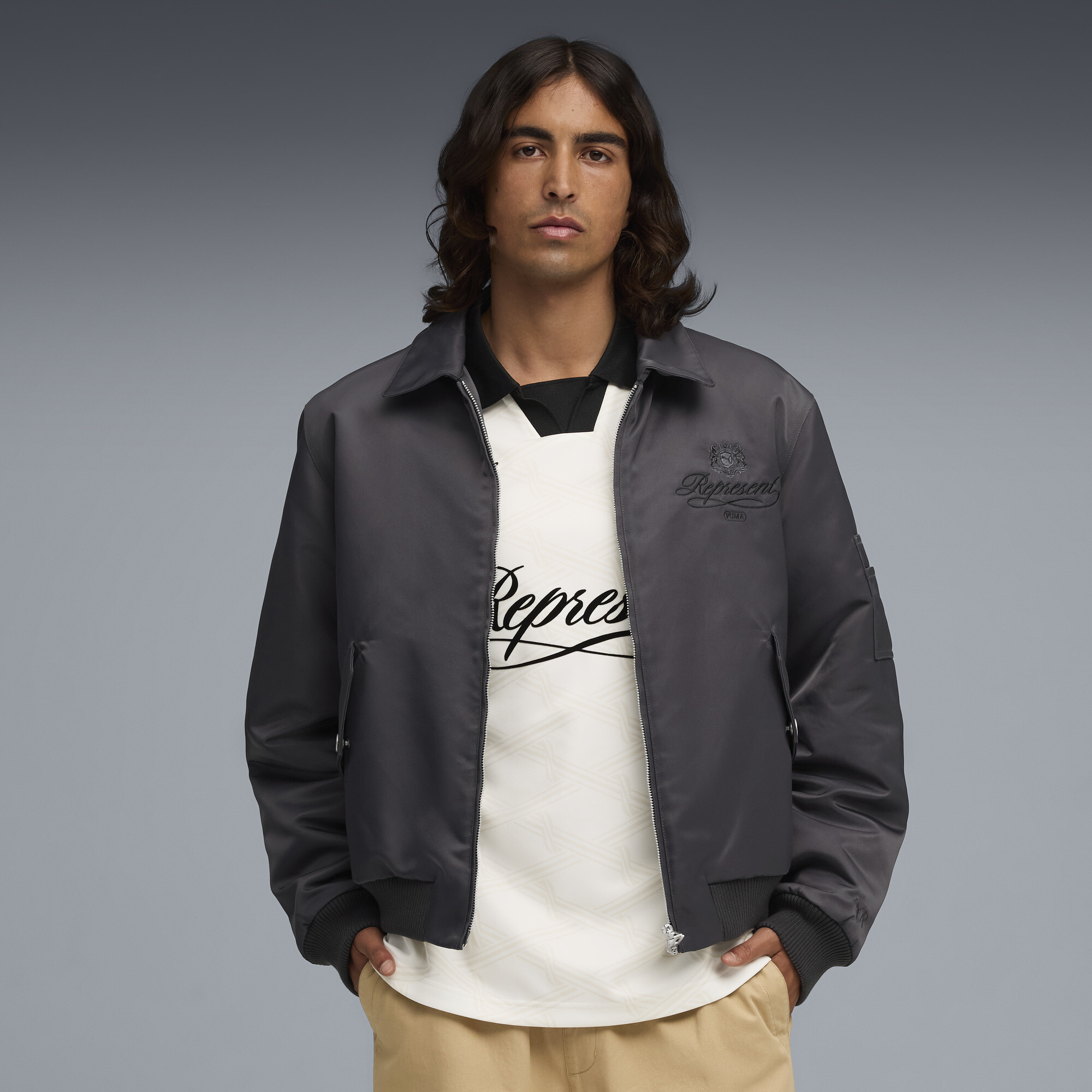 Бомбер PUMA x REPRESENT Bomber Jacket Men | Цвет: Серый | Flat