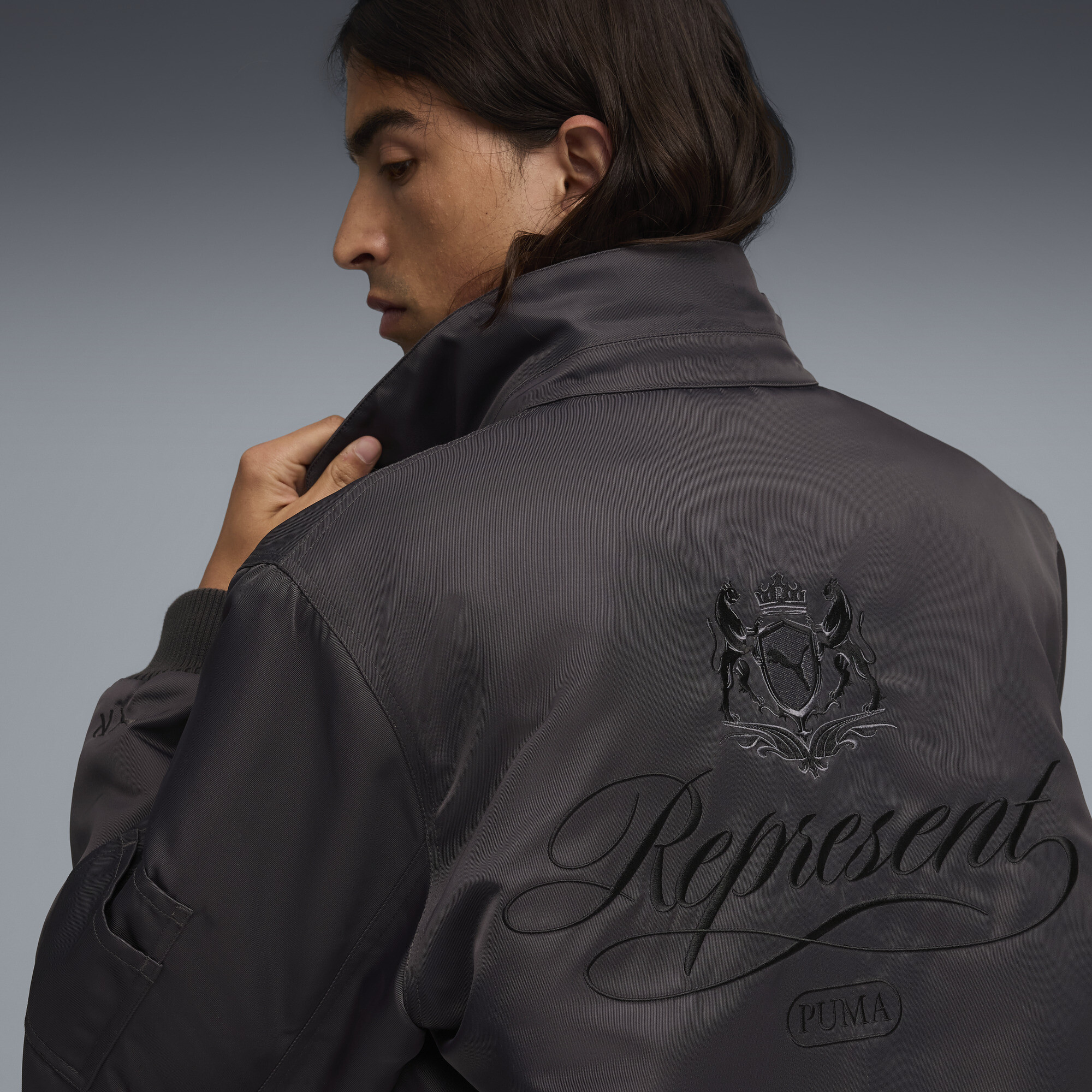 PUMA x REPRESENT bomberjack voor Heren, Grijs, Maat M thumbnail 7
