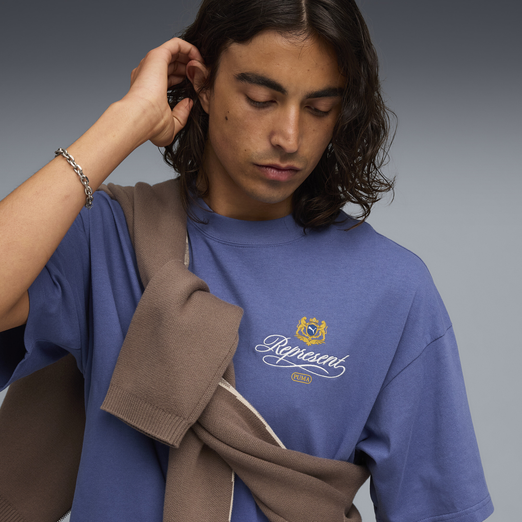 PUMA x REPRESENT T-shirt met grafische print voor Heren, Blauw, Maat L thumbnail 4