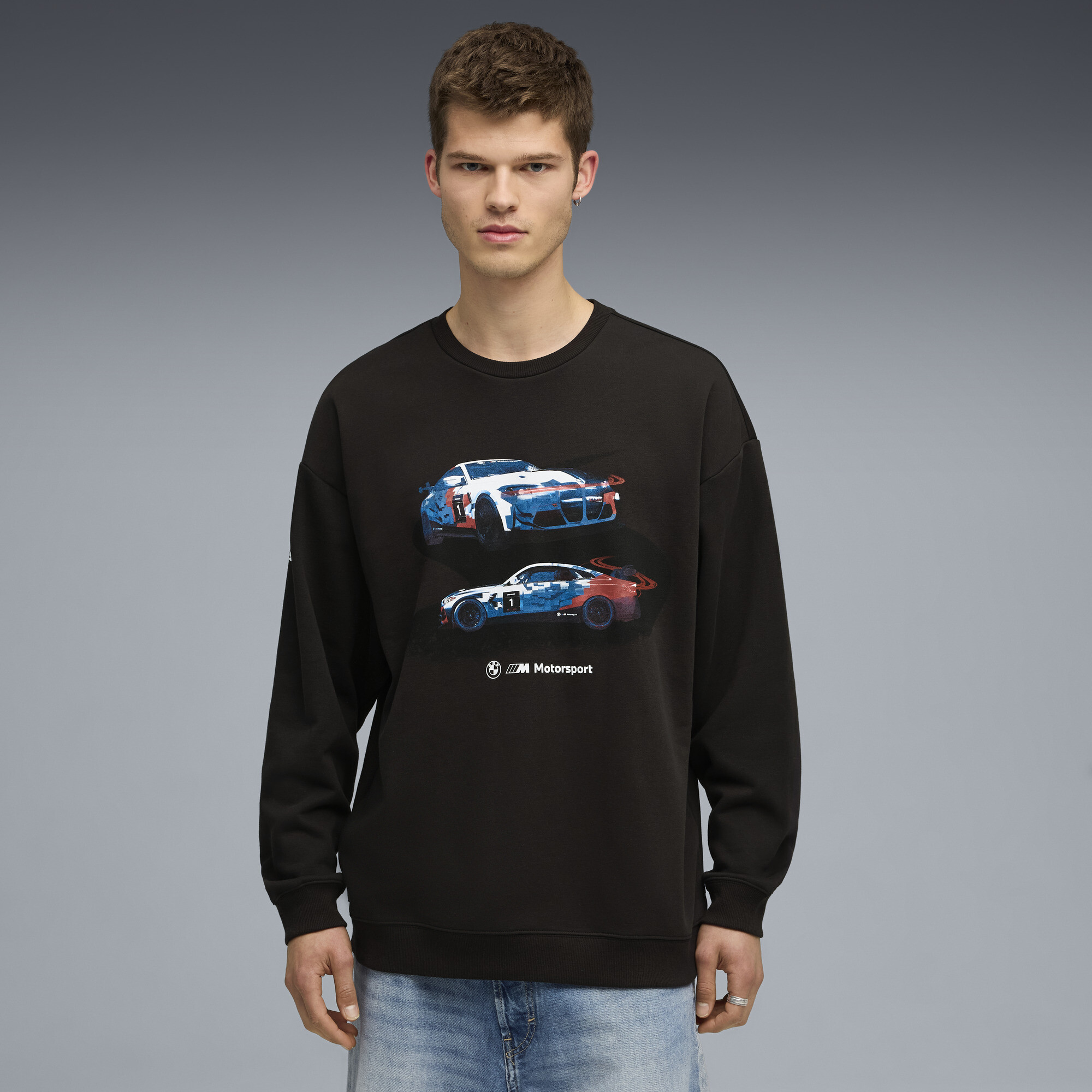 PUMA BMW M Motorsport grafisch sweatshirt met ronde hals voor Heren, Zwart, Maat XXL thumbnail 4