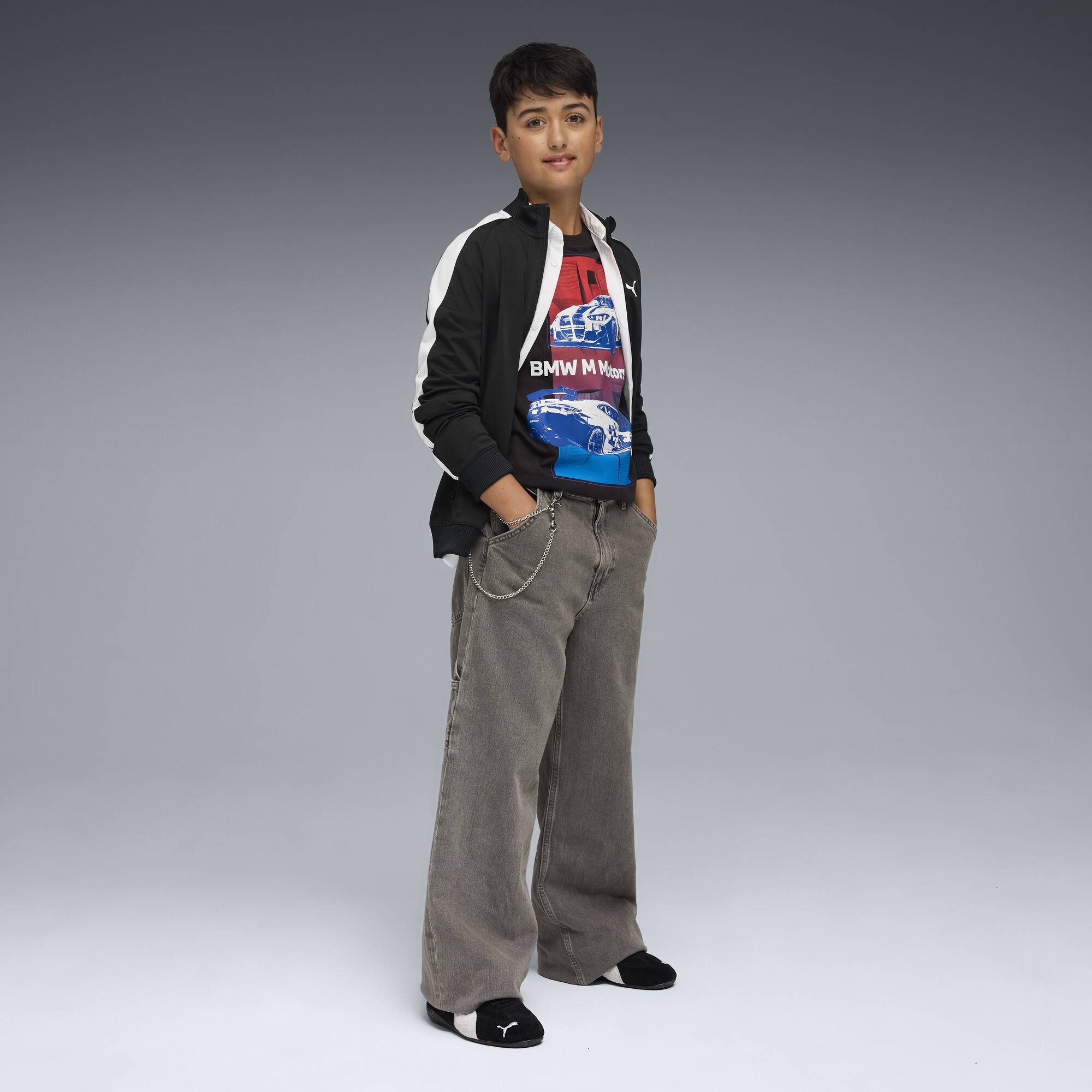 PUMA BMW M Motorsport Kids Block T-shirt, Zwart, Maat 13-14Y thumbnail 2