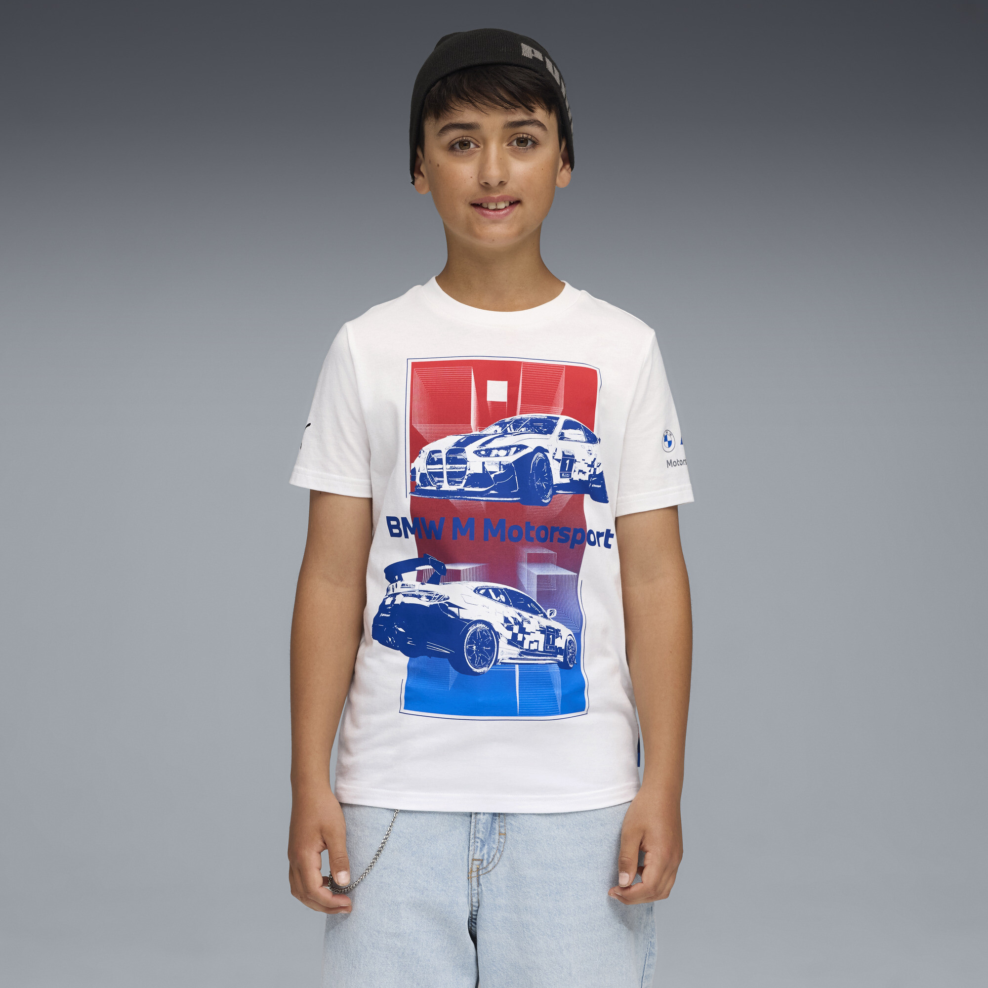 PUMA BMW M Motorsport Kids Block T-shirt, Wit, Maat 9-10Y thumbnail 4