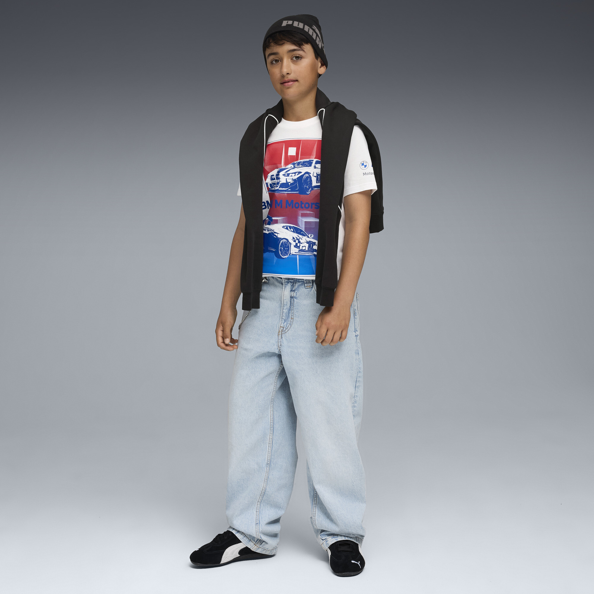 PUMA BMW M Motorsport Kids Block T-shirt, Wit, Maat 9-10Y thumbnail 2