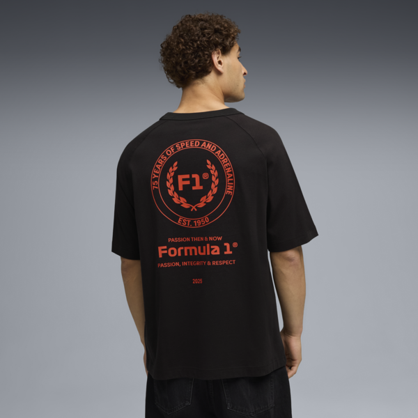 F1® 75yrs Relaxed Tee Men, PUMA Black, large-ZAF