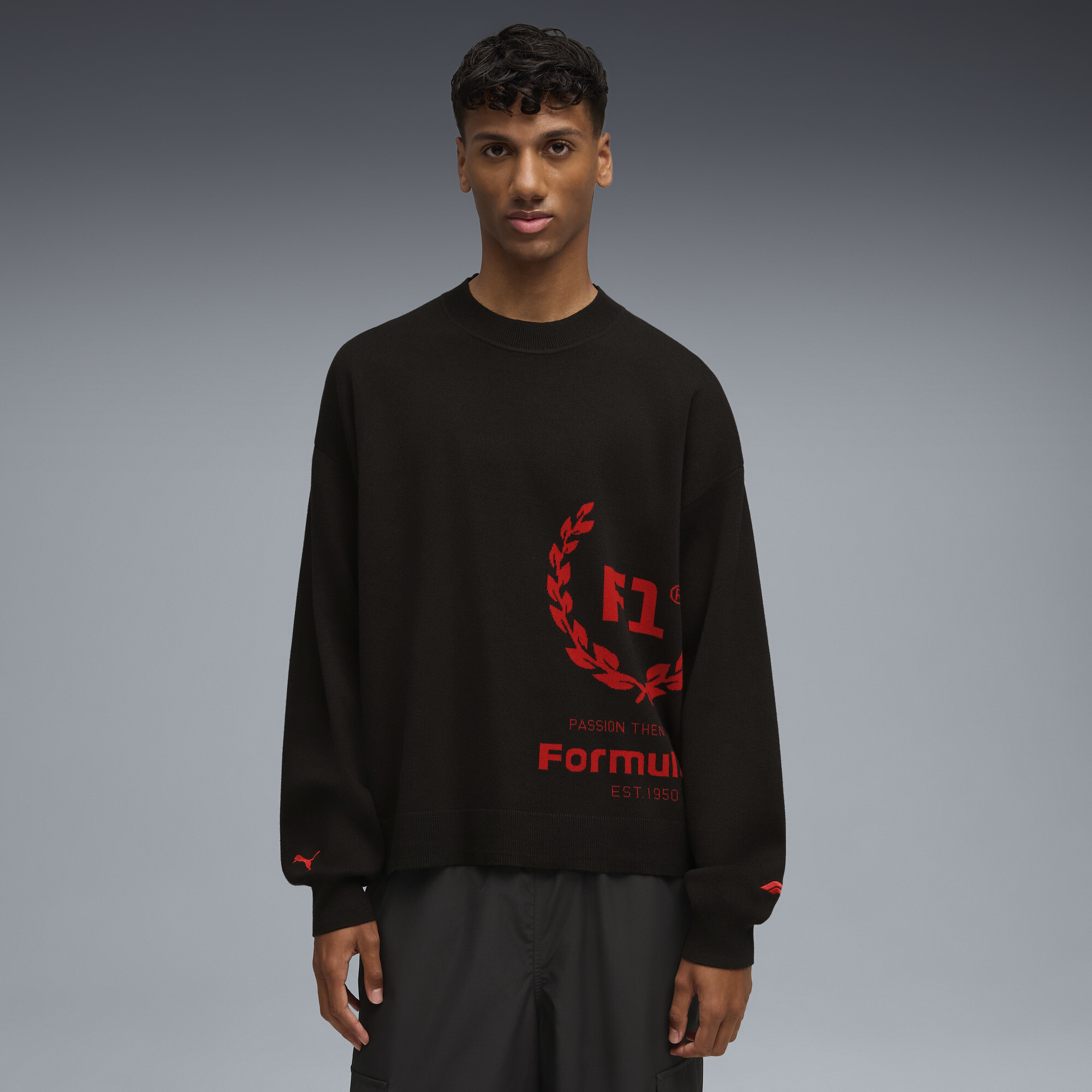 PUMA F1Â® 75 Yrs gebreide top met ronde hals voor Heren, Zwart, Maat L thumbnail 6