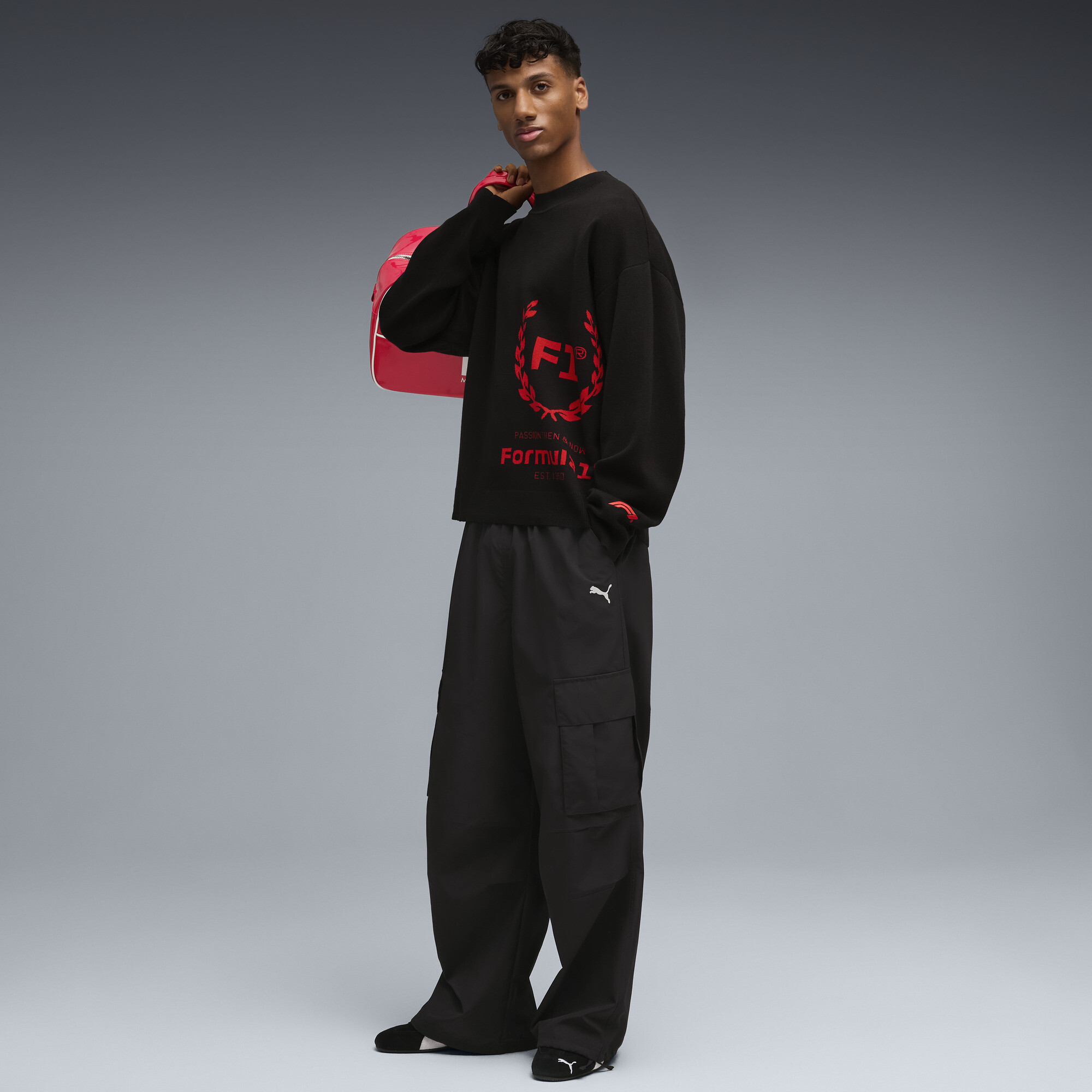 PUMA F1Â® 75 Yrs gebreide top met ronde hals voor Heren, Zwart, Maat L thumbnail 4