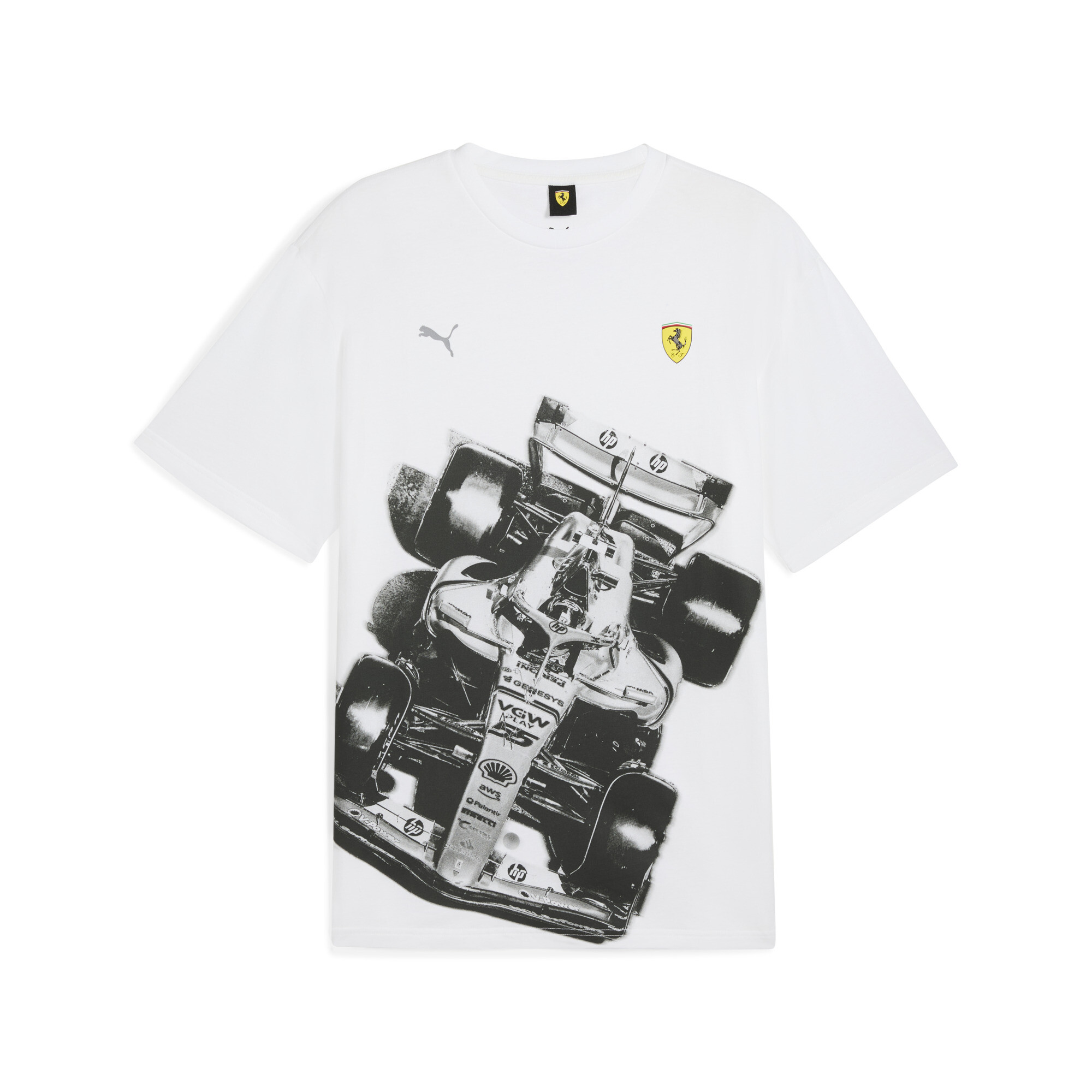 Puma Scuderia Ferrari Premium T-Shirt Herren | Mit Logo Print | White | Größe: XL