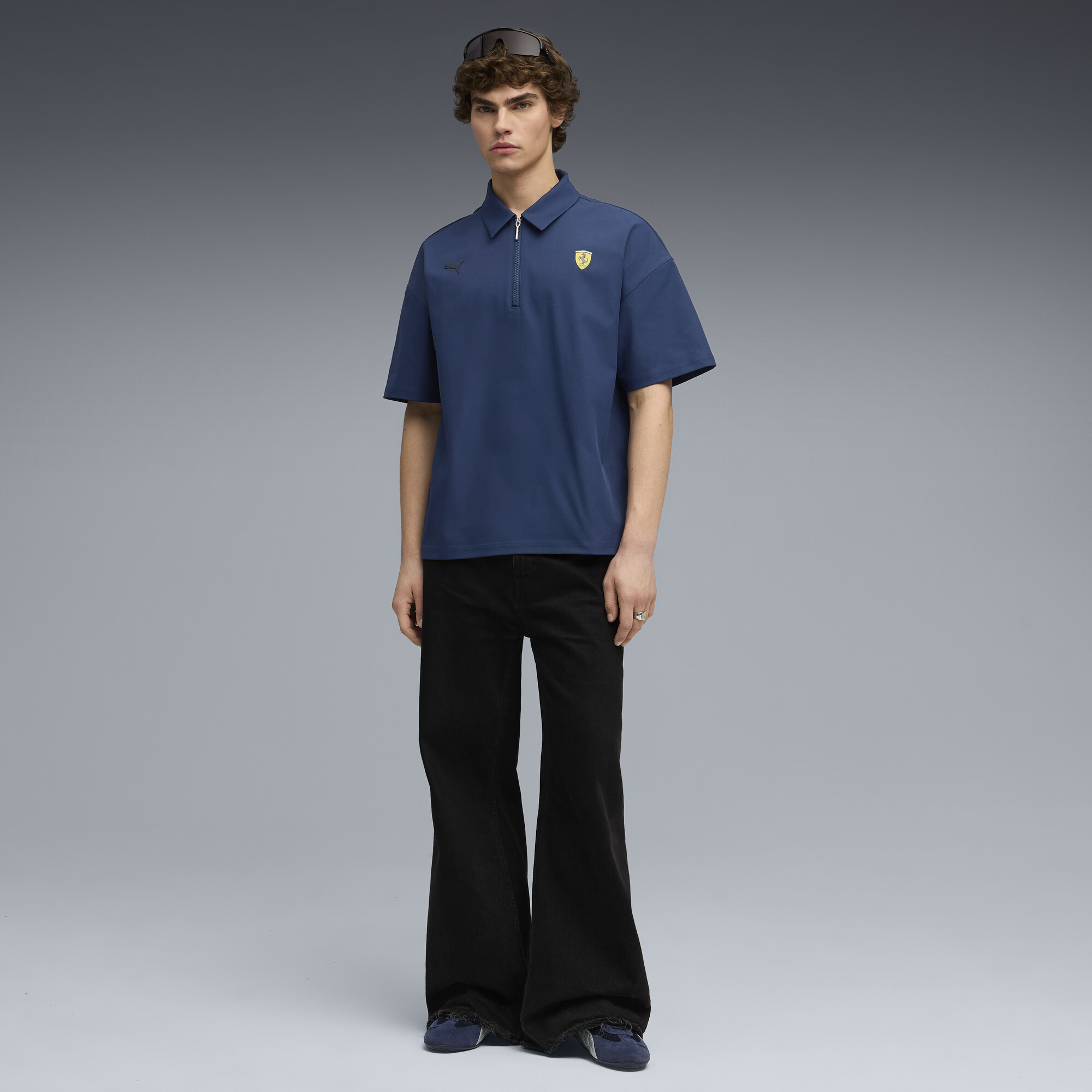 PUMA Scuderia Ferrari Premium polo voor Heren, Blauw, Maat S thumbnail 4