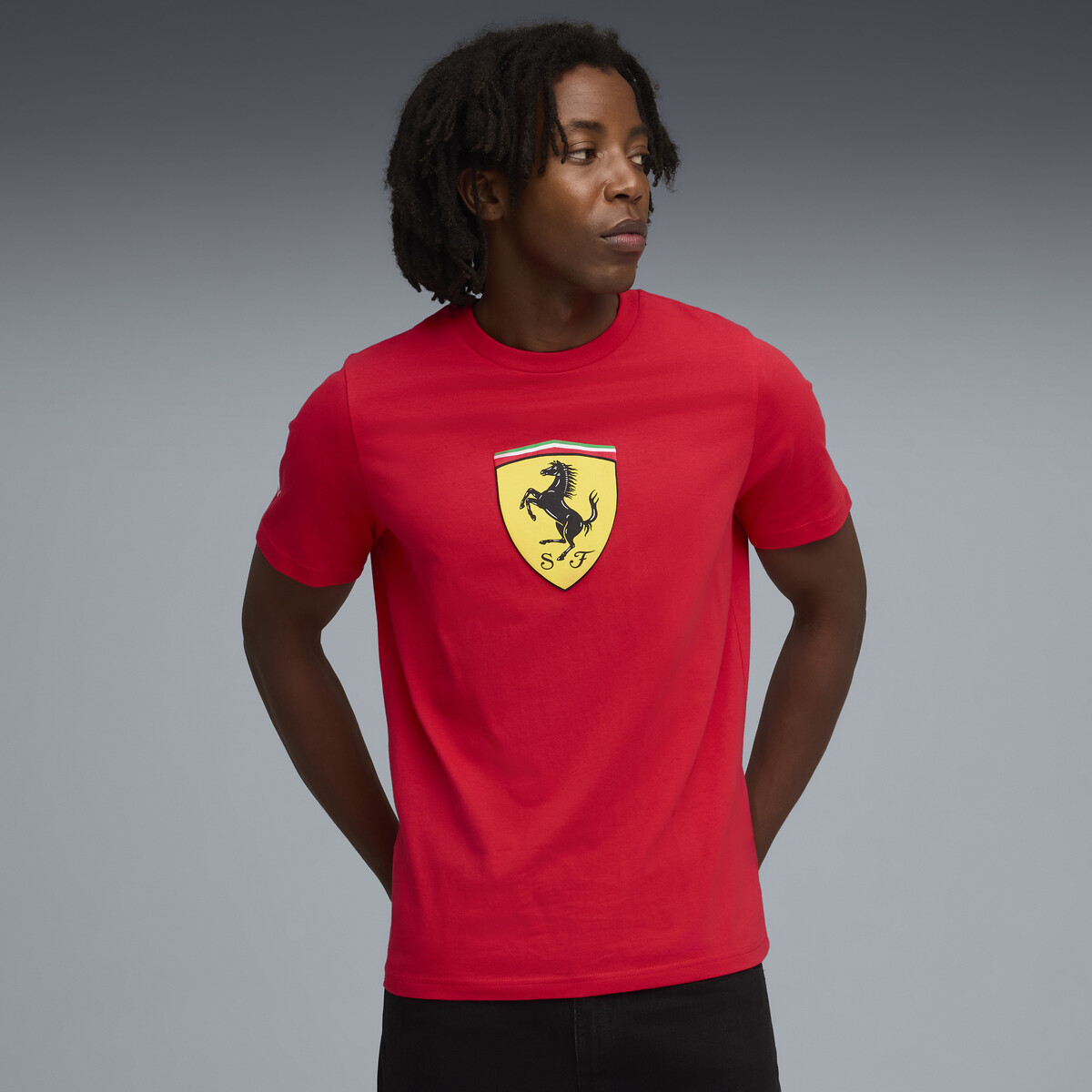 Scuderia Ferrari Sportswear Coloured Shield T-Shirt Men in Rosso Corsa by PUMA, XS