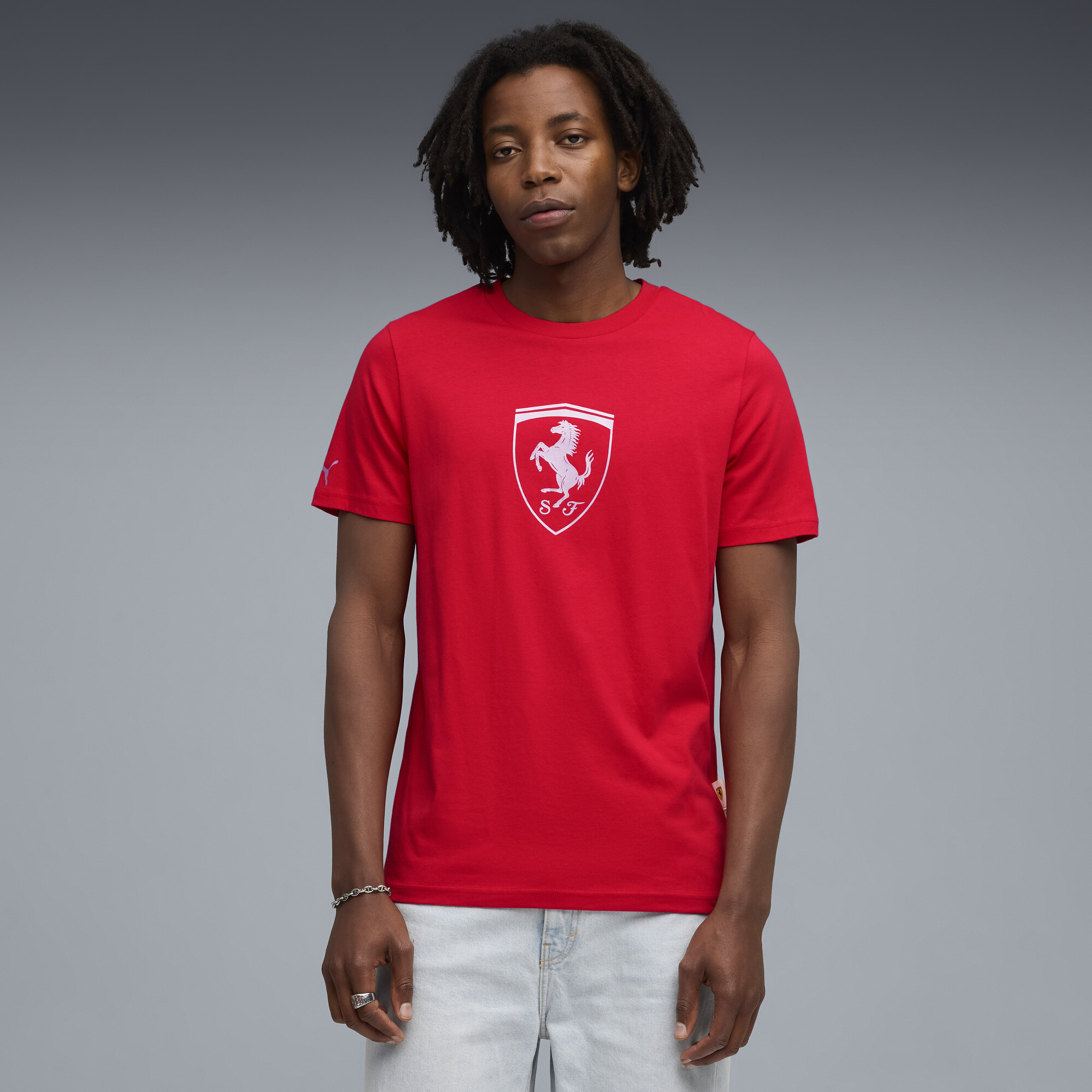 Puma Ferrari Tonal Shield T-shirt Men In Red
