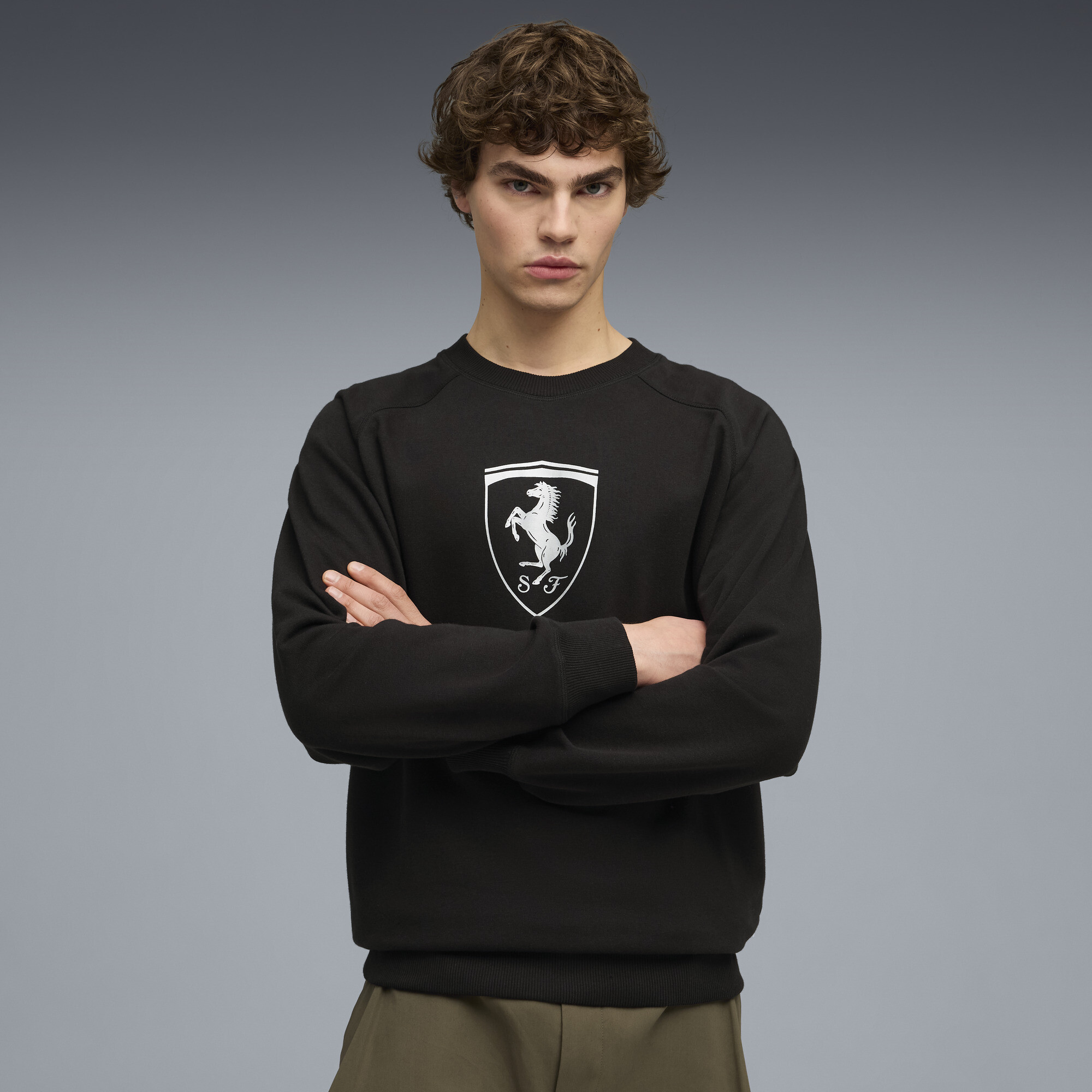 Puma Scuderia Ferrari Men's Motorsport Crew Neck Sweatshirt In Black