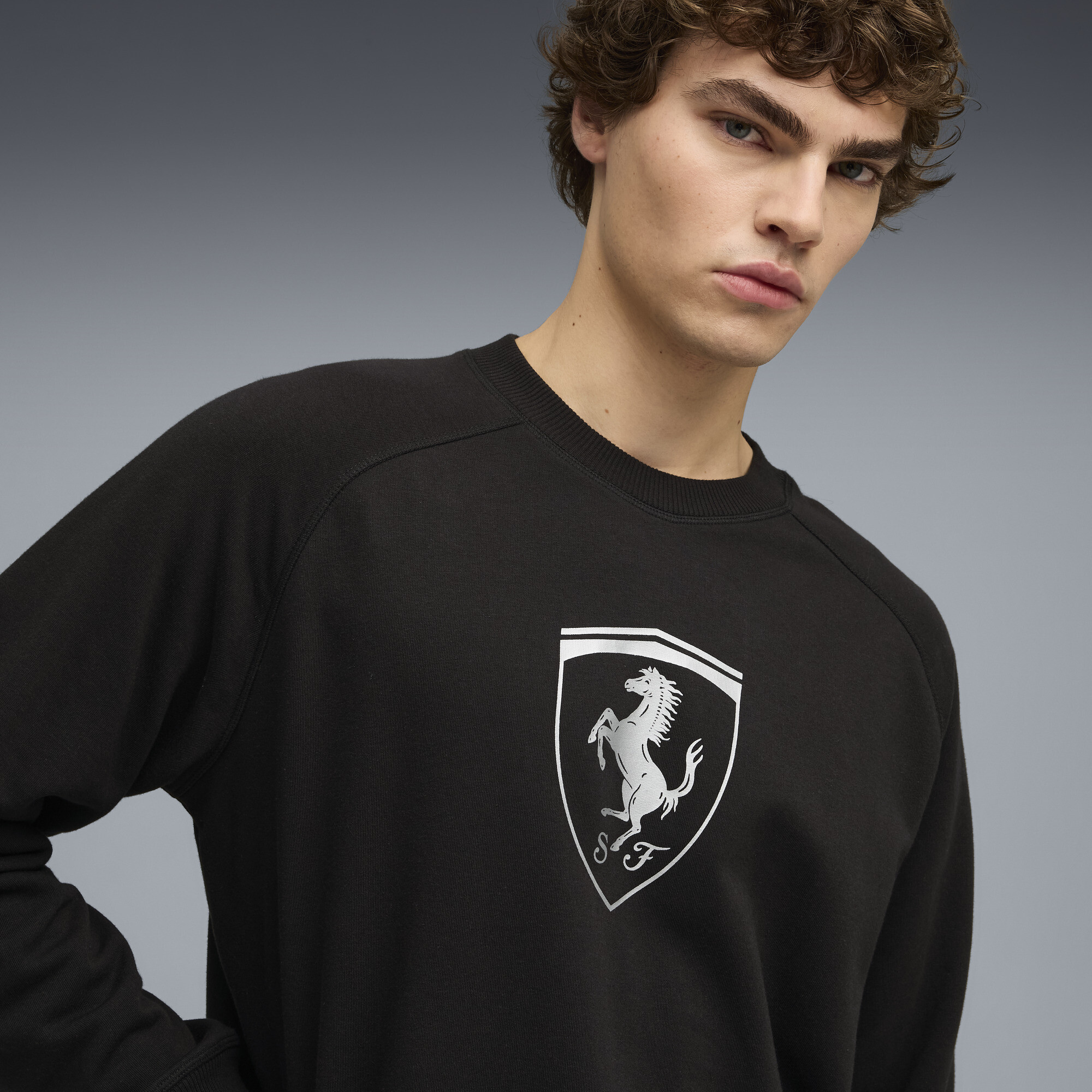 PUMA Scuderia Ferrari Sportswear Shield trui met ronde hals voor Heren, Zwart, Maat 3XL thumbnail 5