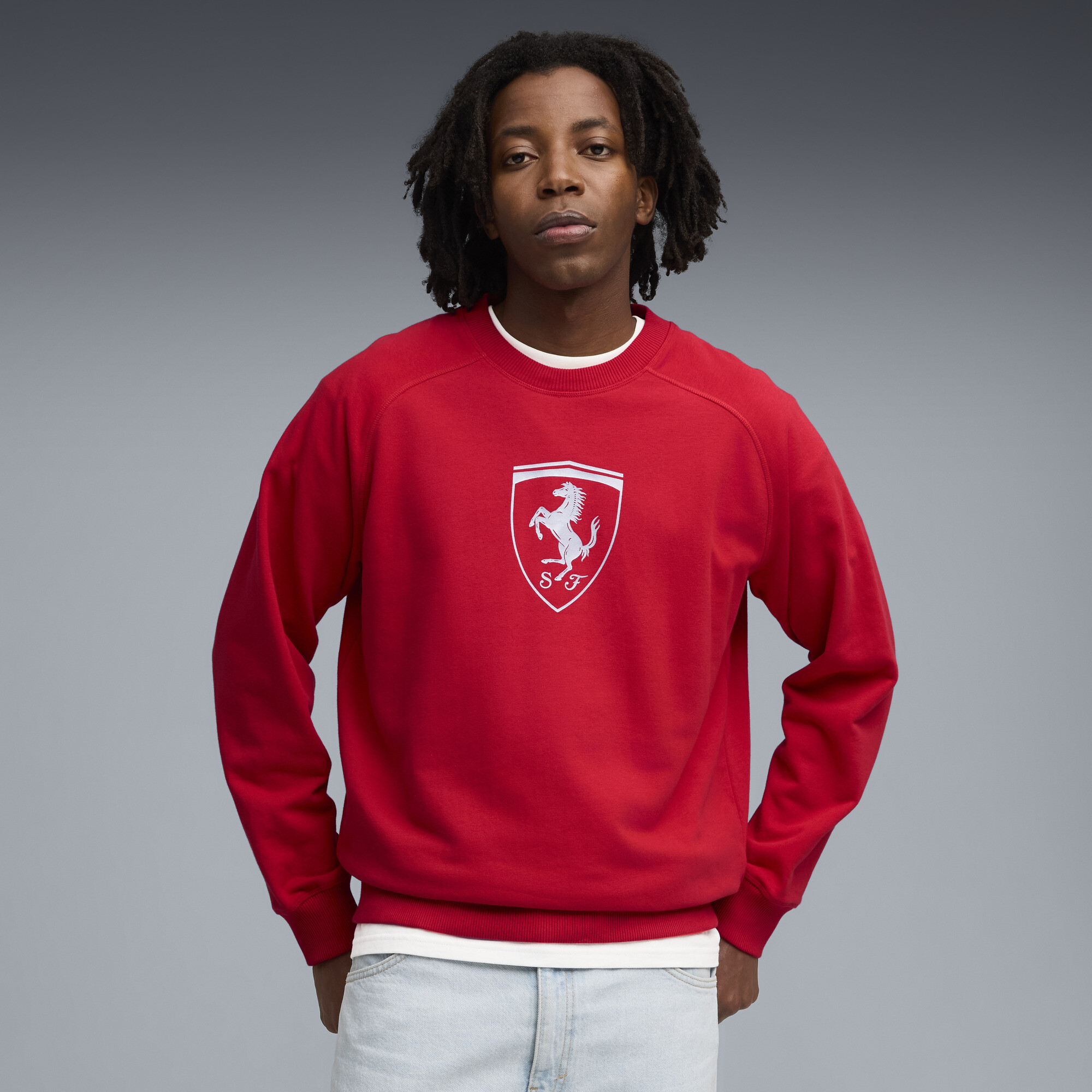 Puma Scuderia Ferrari Men's Motorsport Crew Neck Sweatshirt In Red