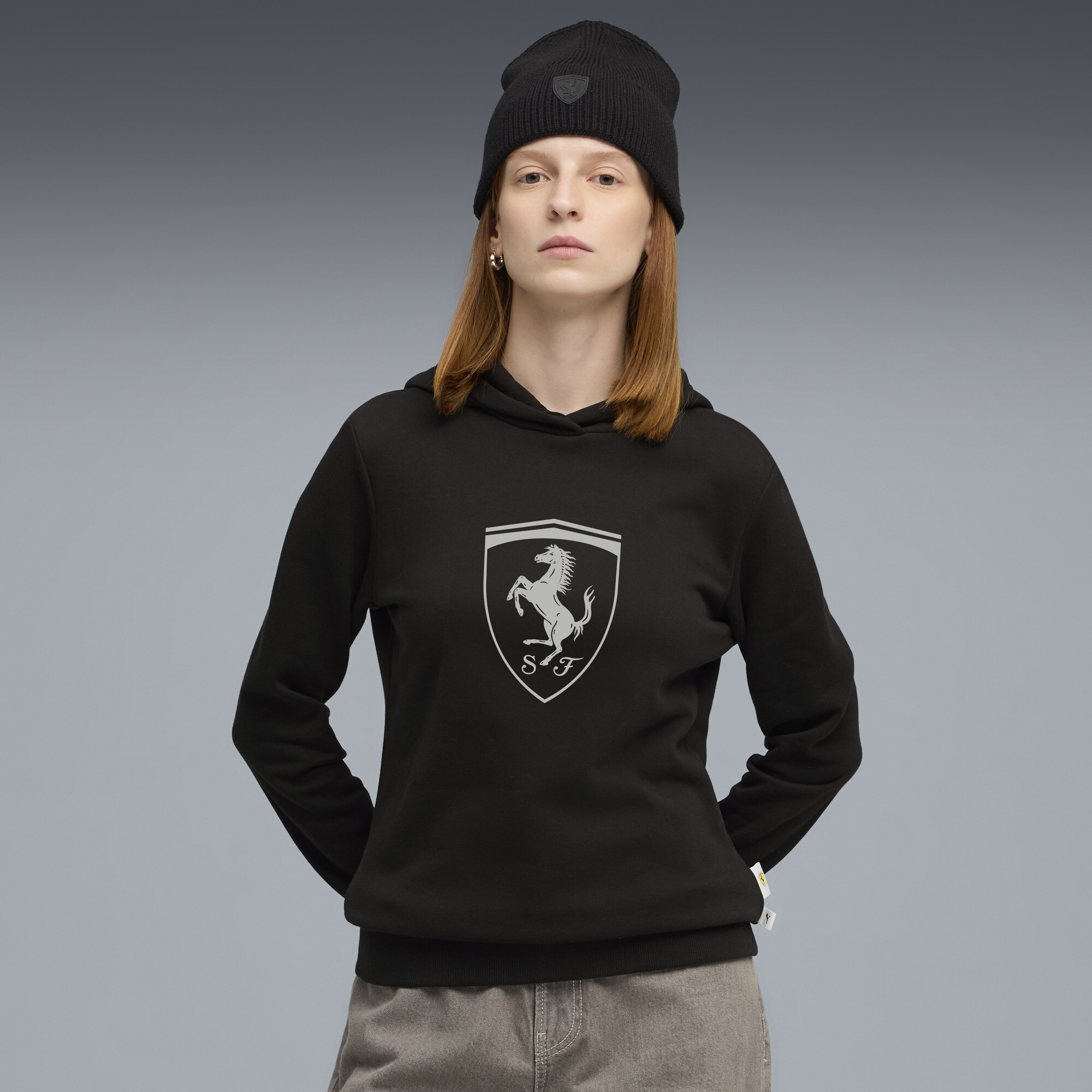 PUMA Scuderia Ferrari Women's Fleece Motorsport Hoodie Shoes in Black, Size S