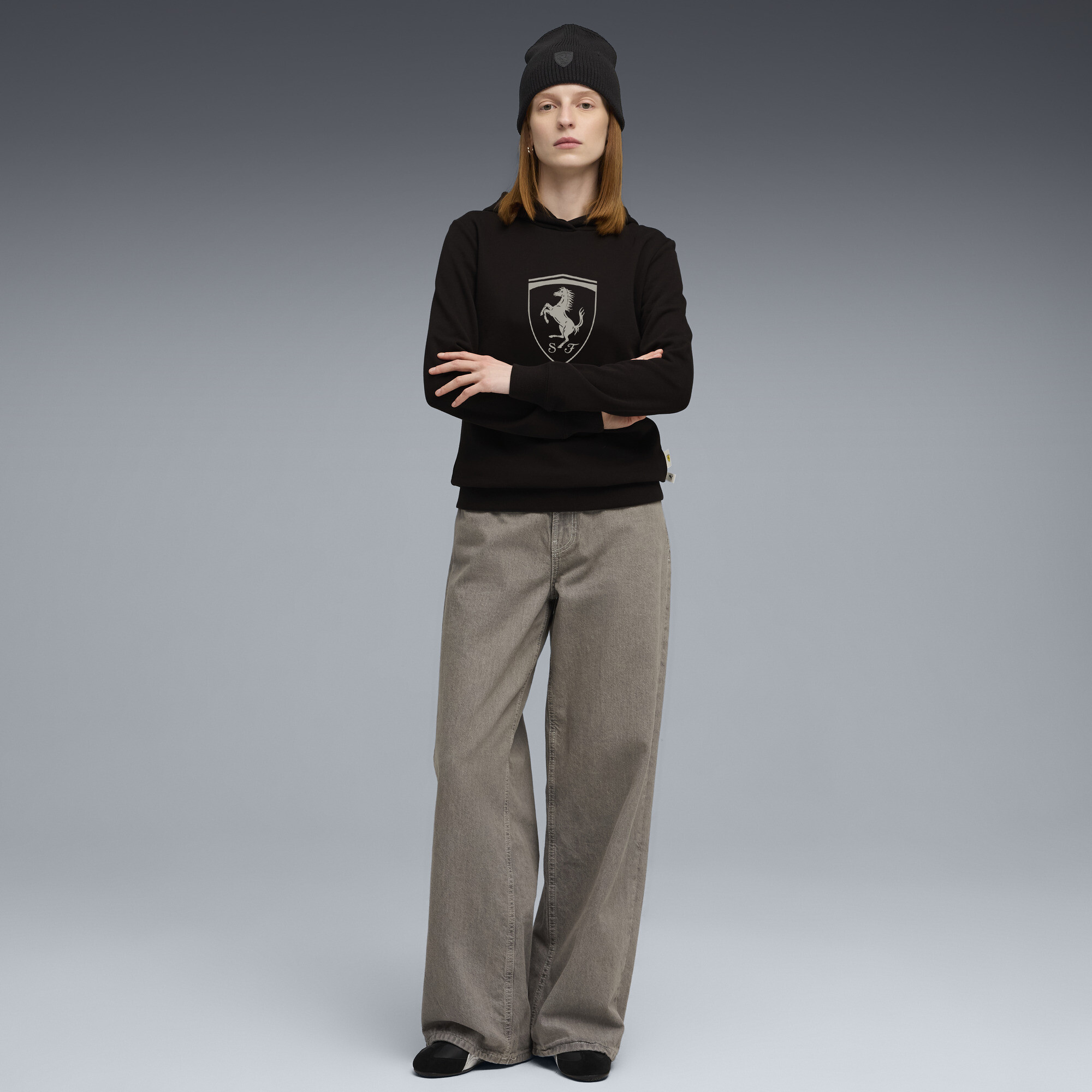 PUMA Scuderia Ferrari Sportswear hoodie voor Dames, Zwart, Maat L thumbnail 6