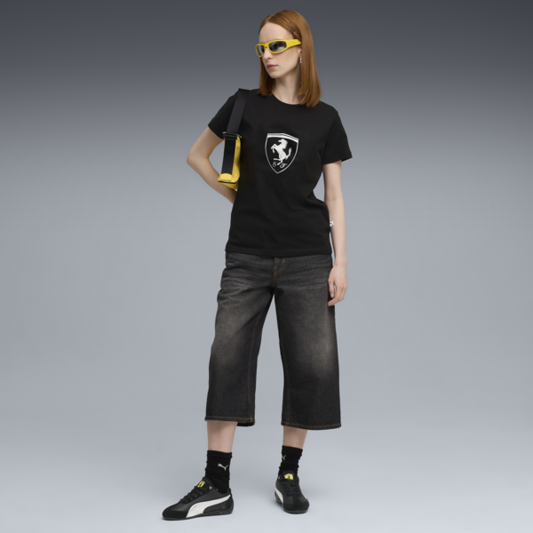 Scuderia Ferrari Sportswear Tonal Shield Tee Women, PUMA Black, large-ZAF