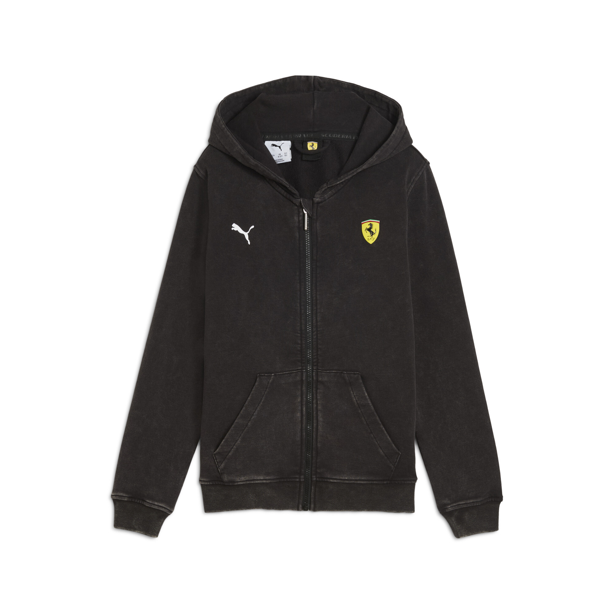 PUMA Scuderia Ferrari Sportwear trainingsjack met capuchon, Zwart, Maat 9-10Y thumbnail 3