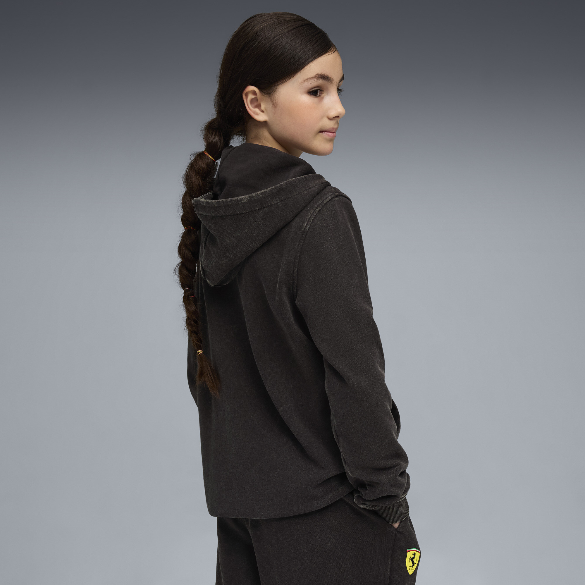 PUMA Scuderia Ferrari Sportwear trainingsjack met capuchon, Zwart, Maat 9-10Y thumbnail 5