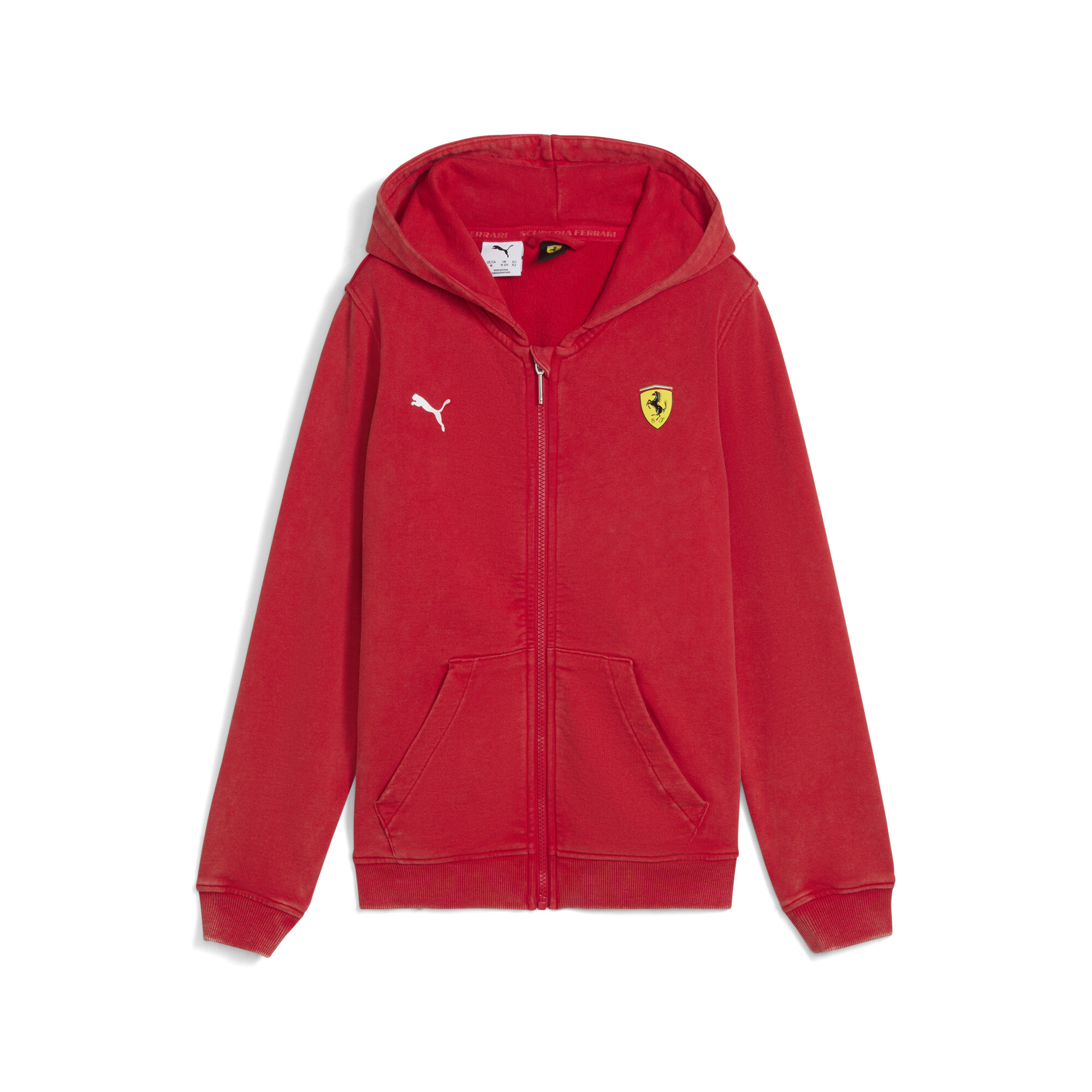 PUMA Scuderia Ferrari Sportwear trainingsjack met capuchon, Rood, Maat 5-6Y thumbnail 3