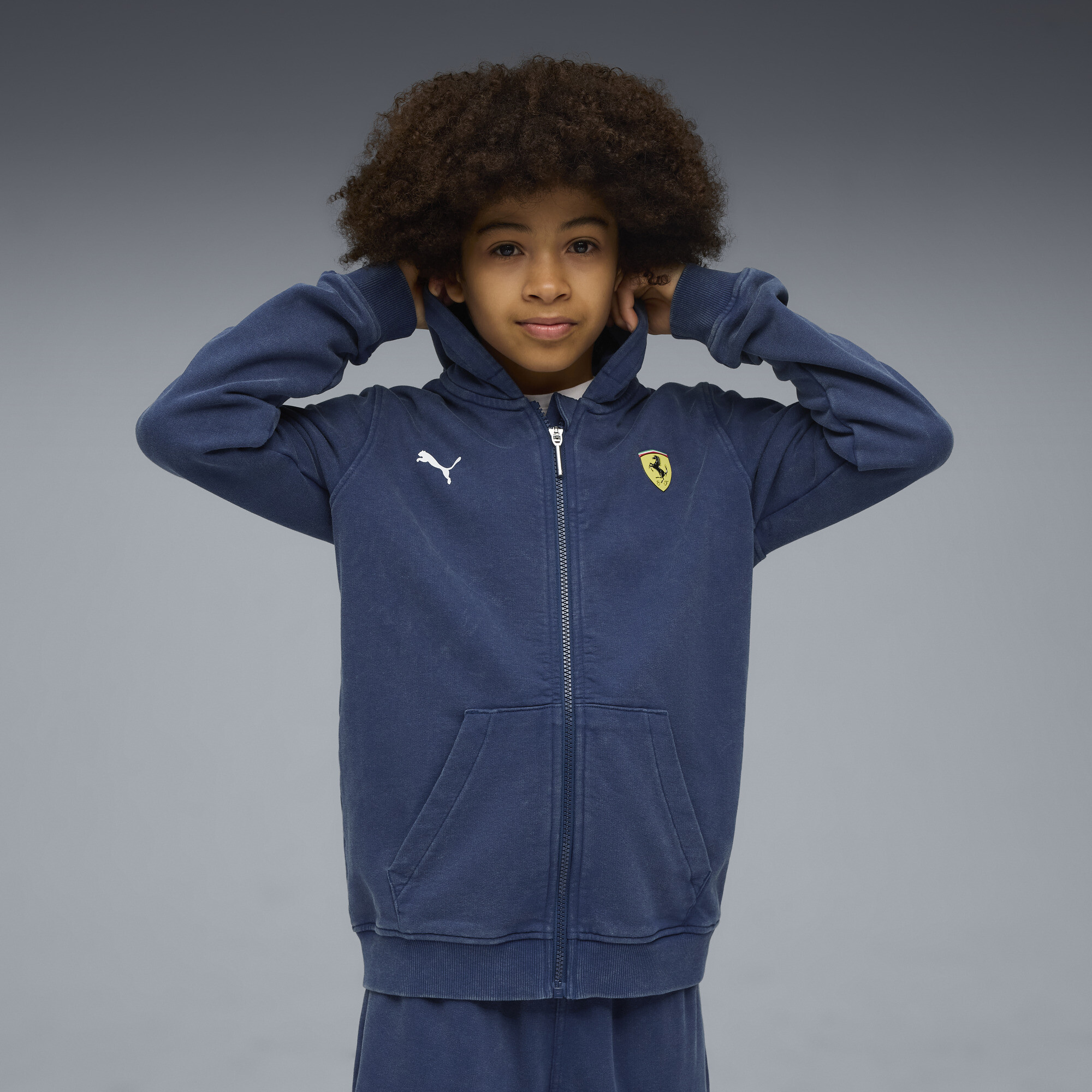 Puma Ferrari Kids Hooded Sweat Jk Youth In Blue