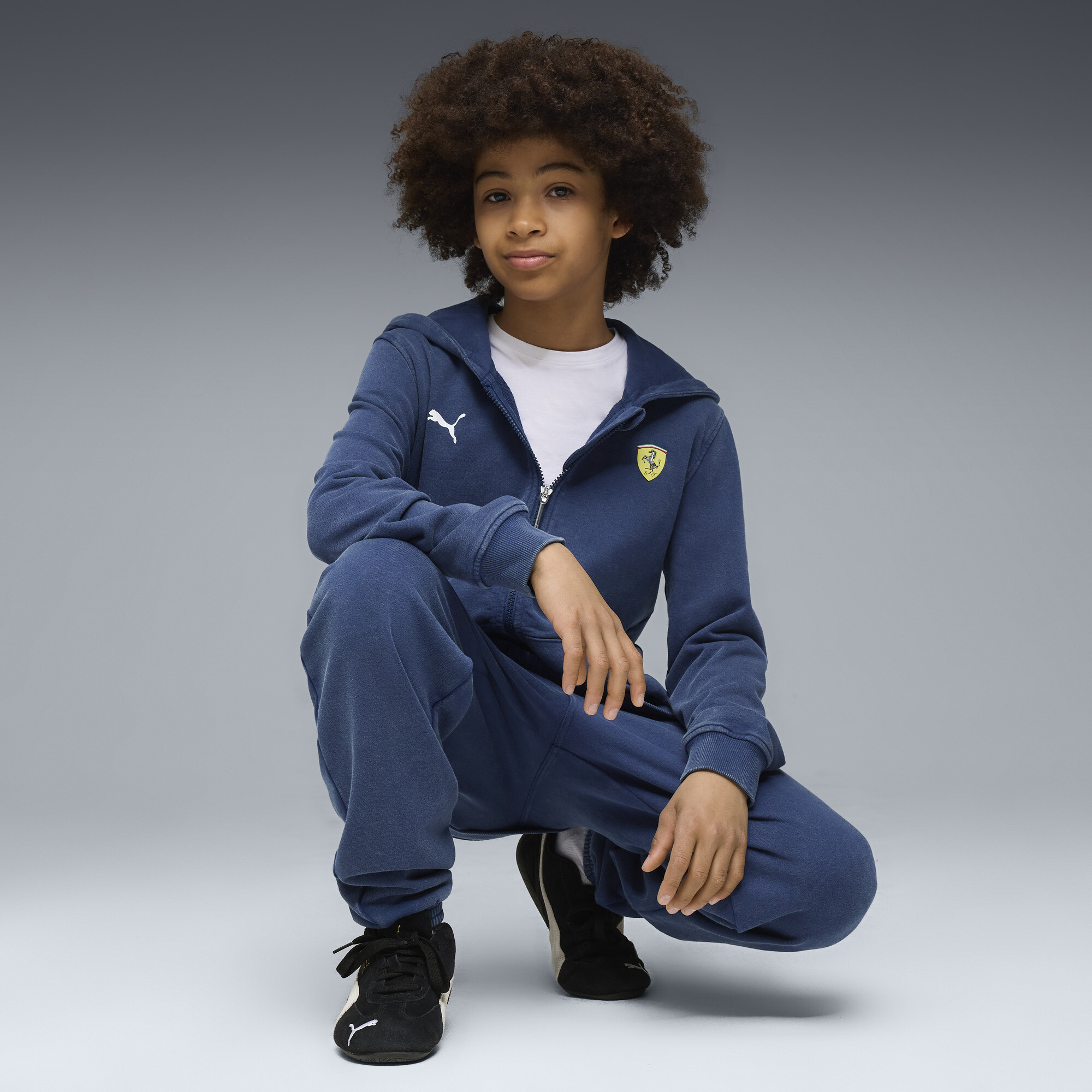 PUMA Scuderia Ferrari Sportwear trainingsjack met capuchon, Blauw, Maat 7-8Y thumbnail 4