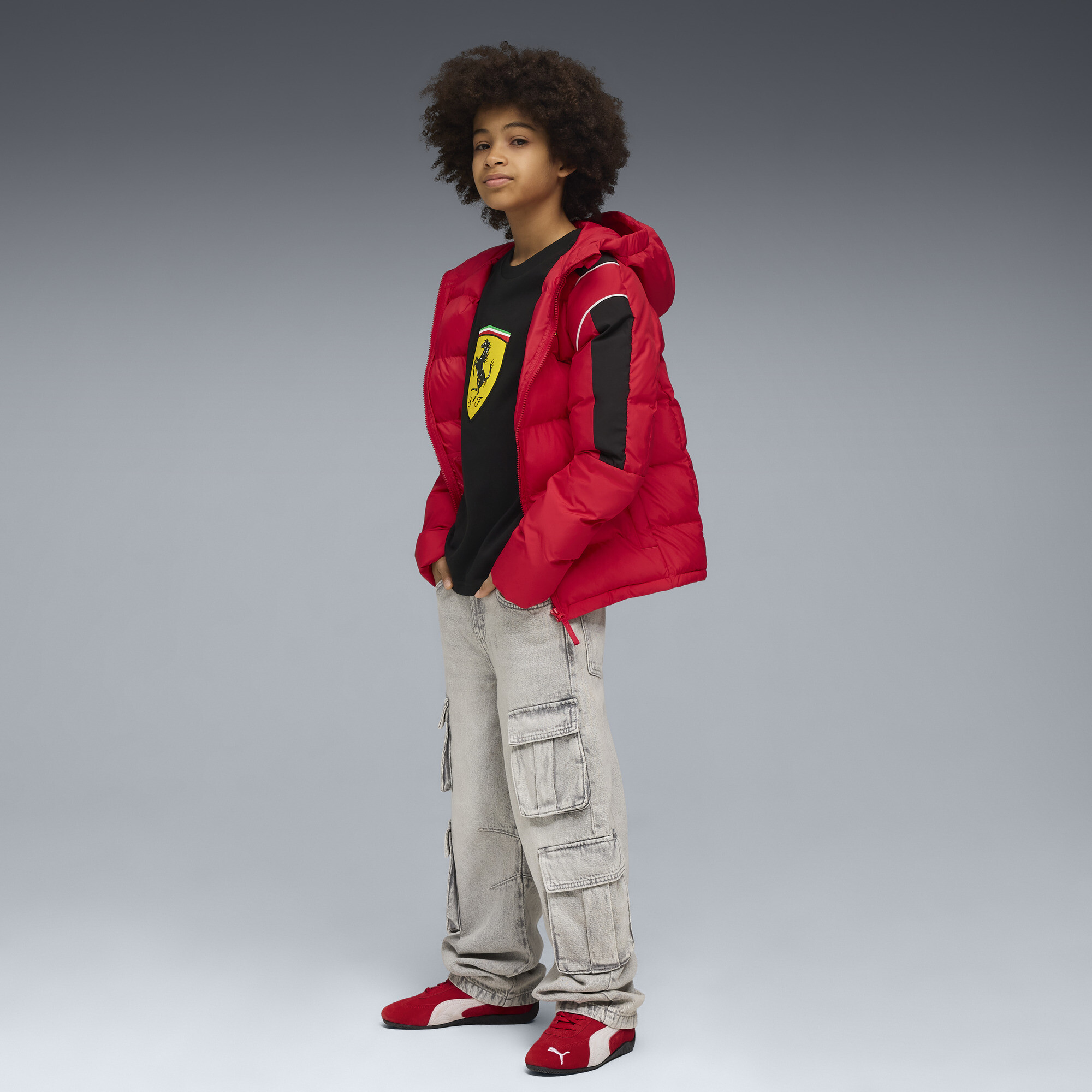 PUMA Scuderia Ferrari Sportswear ColouRood Big Shield T-shirt, Zwart, Maat 5-6Y thumbnail 2