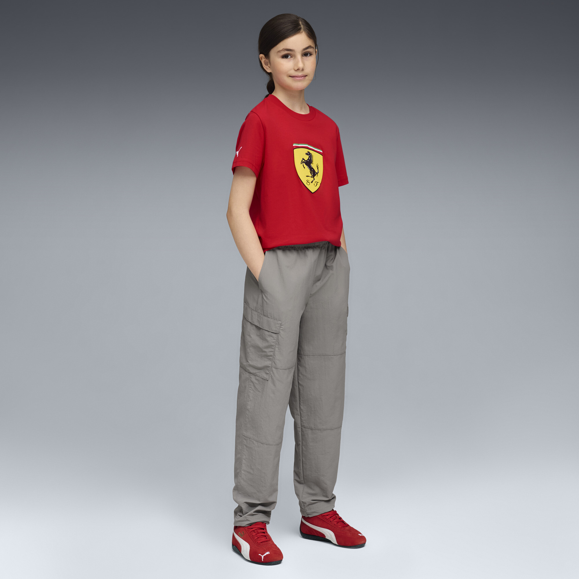 PUMA Scuderia Ferrari Sportswear ColouRood Big Shield T-shirt, Maat 15-16Y thumbnail 2