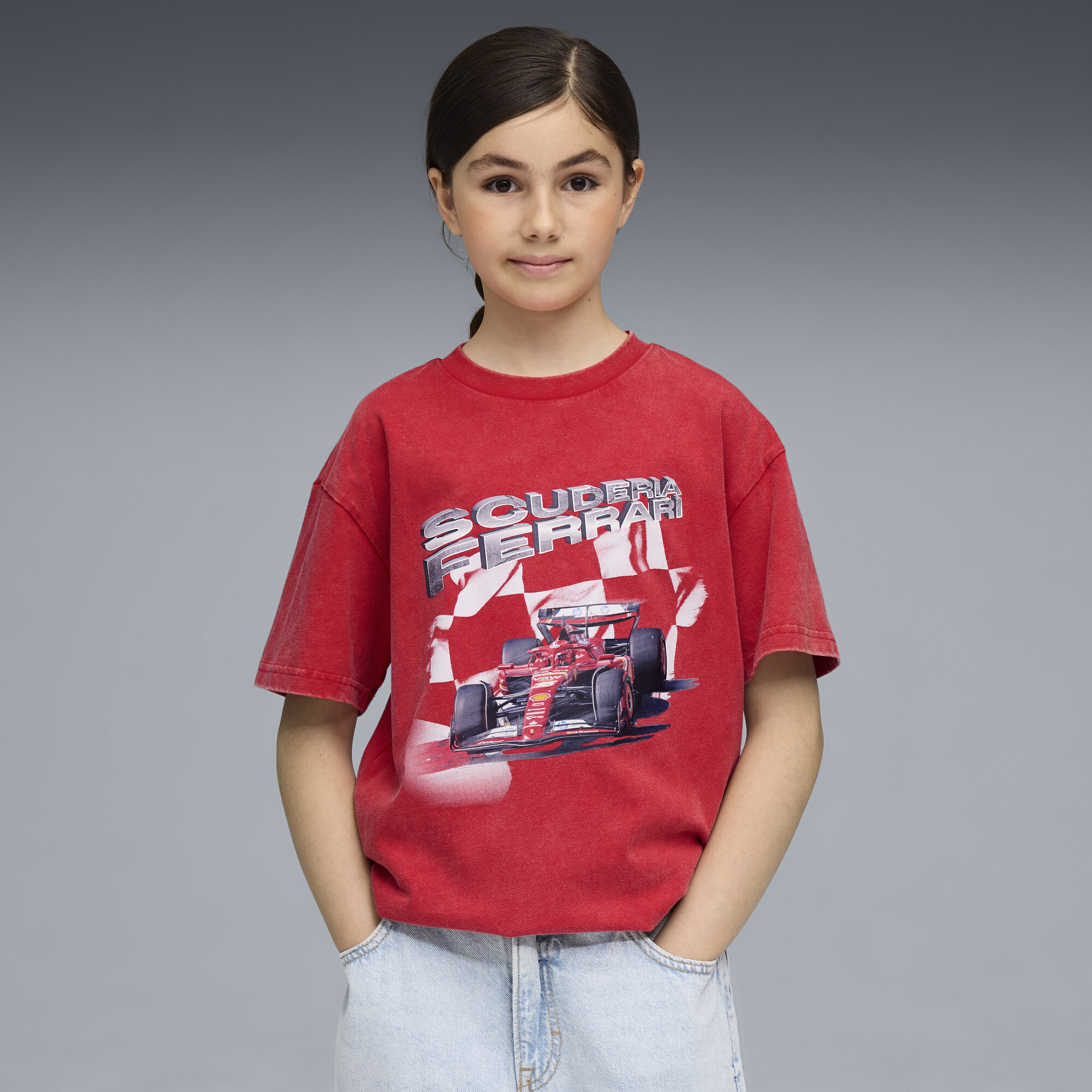 PUMA Scuderia Ferrari Sportswear T-shirt met autoprint, Rood, Maat 6-7Y thumbnail 4