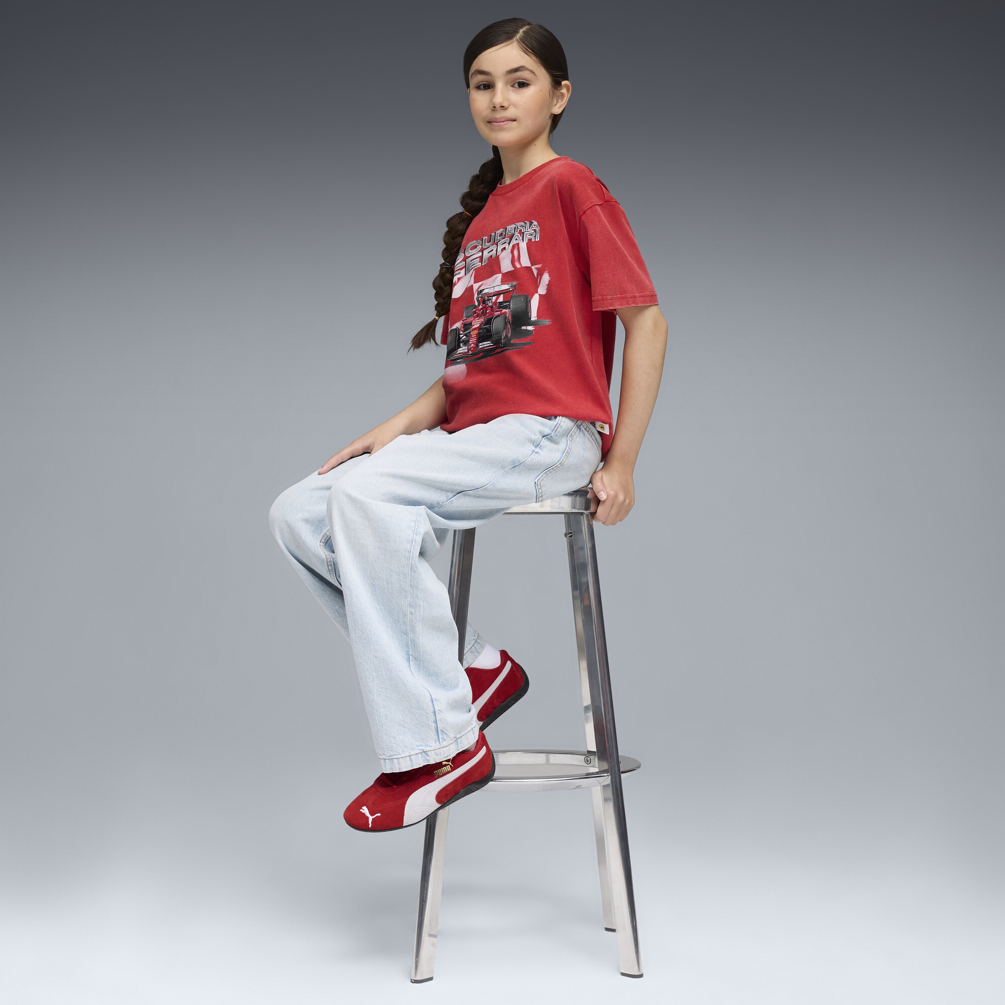 PUMA Scuderia Ferrari Sportswear T-shirt met autoprint, Rood, Maat 6-7Y thumbnail 2